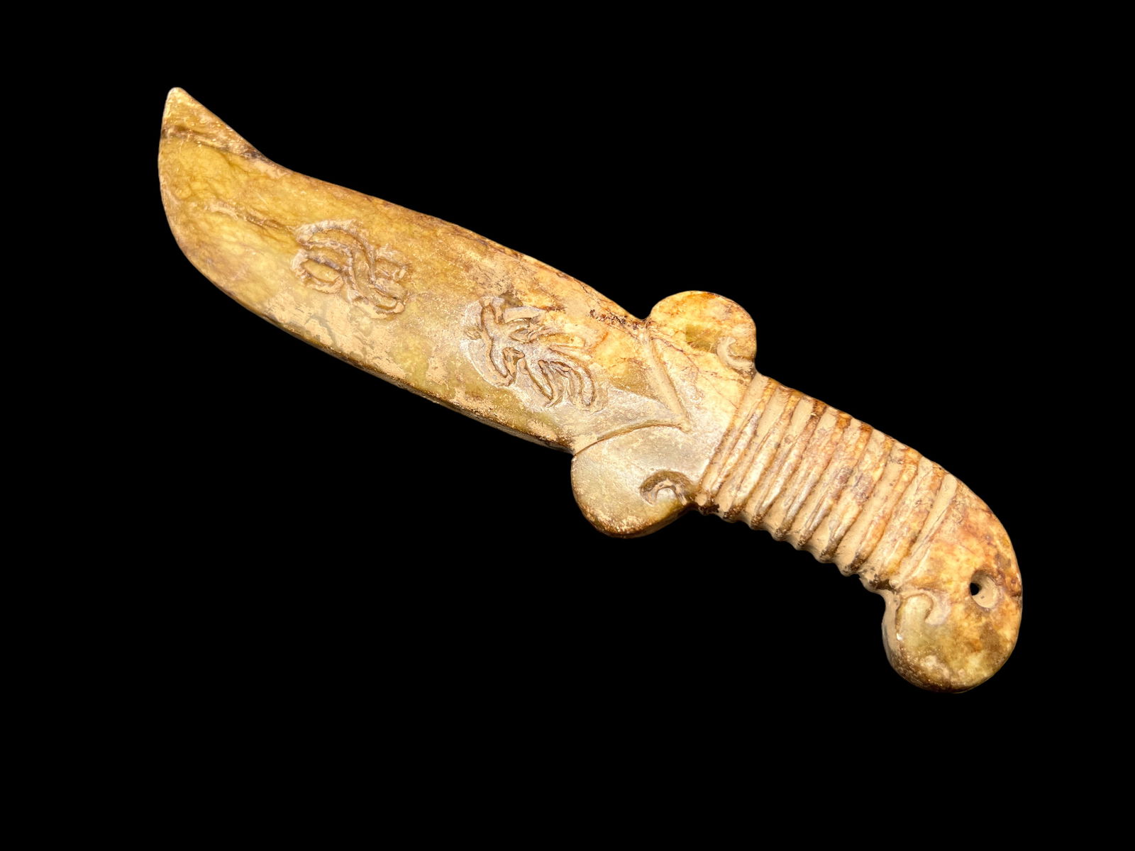 Two Jade Nephrite Stone Swords - 6