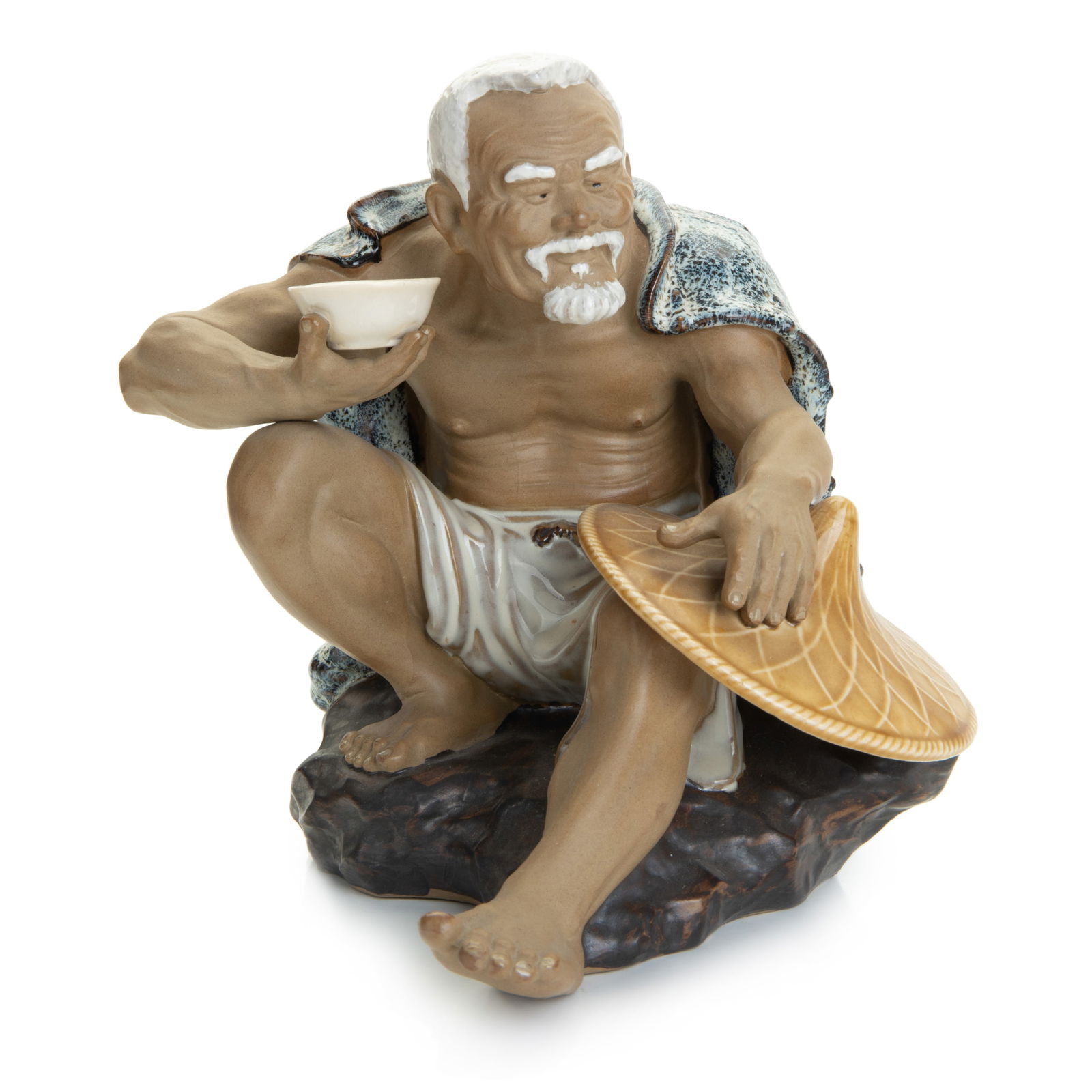 CHINESE CERAMIC MAN FIGURE: CHINESE CERAMIC MAN FIGUREH:8in(20.3cm) W:8.5in(21.5cm)