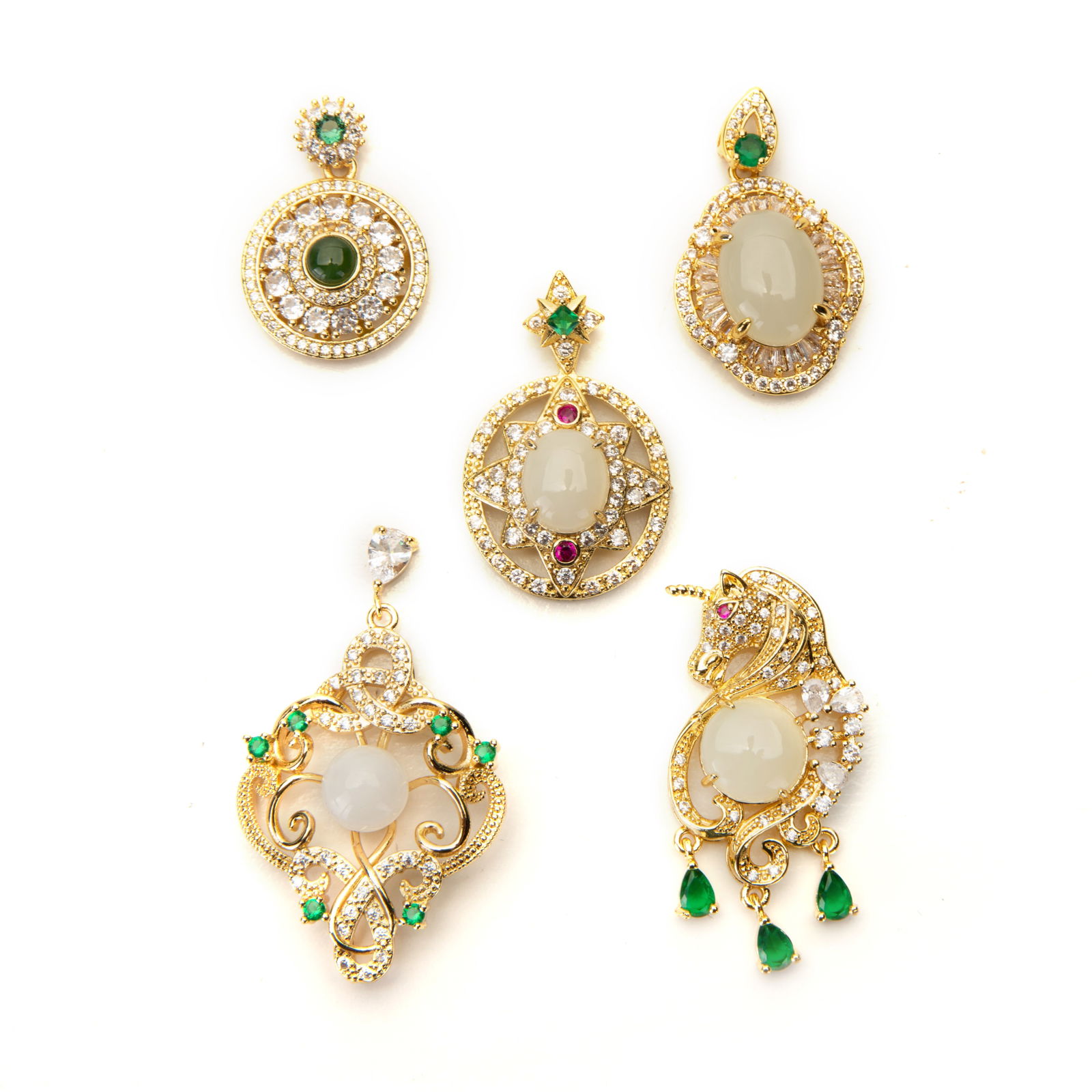 Set 5 White Stone with Mixed Metal Pentands: Set 5 White Stone with Mixed Metal PentandsSet 5 White Stone with Mixed Metal Pentands