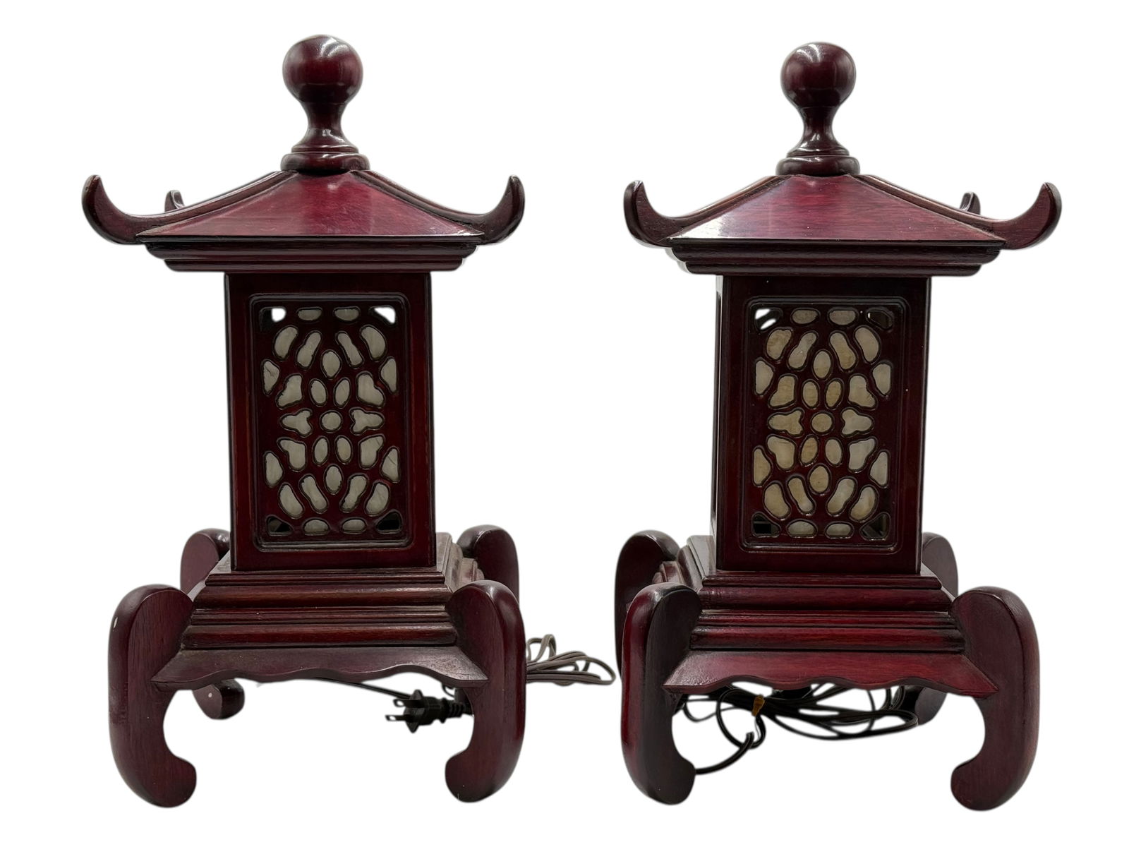 Pair of Vintage Asian Style Pagoda Table Lamps: Pair of Vintage Asian Style Pagoda Table LampsPair of Vintage Asian Style Pagoda Table Lamps H: 16 inches W: 8 1/2 inches