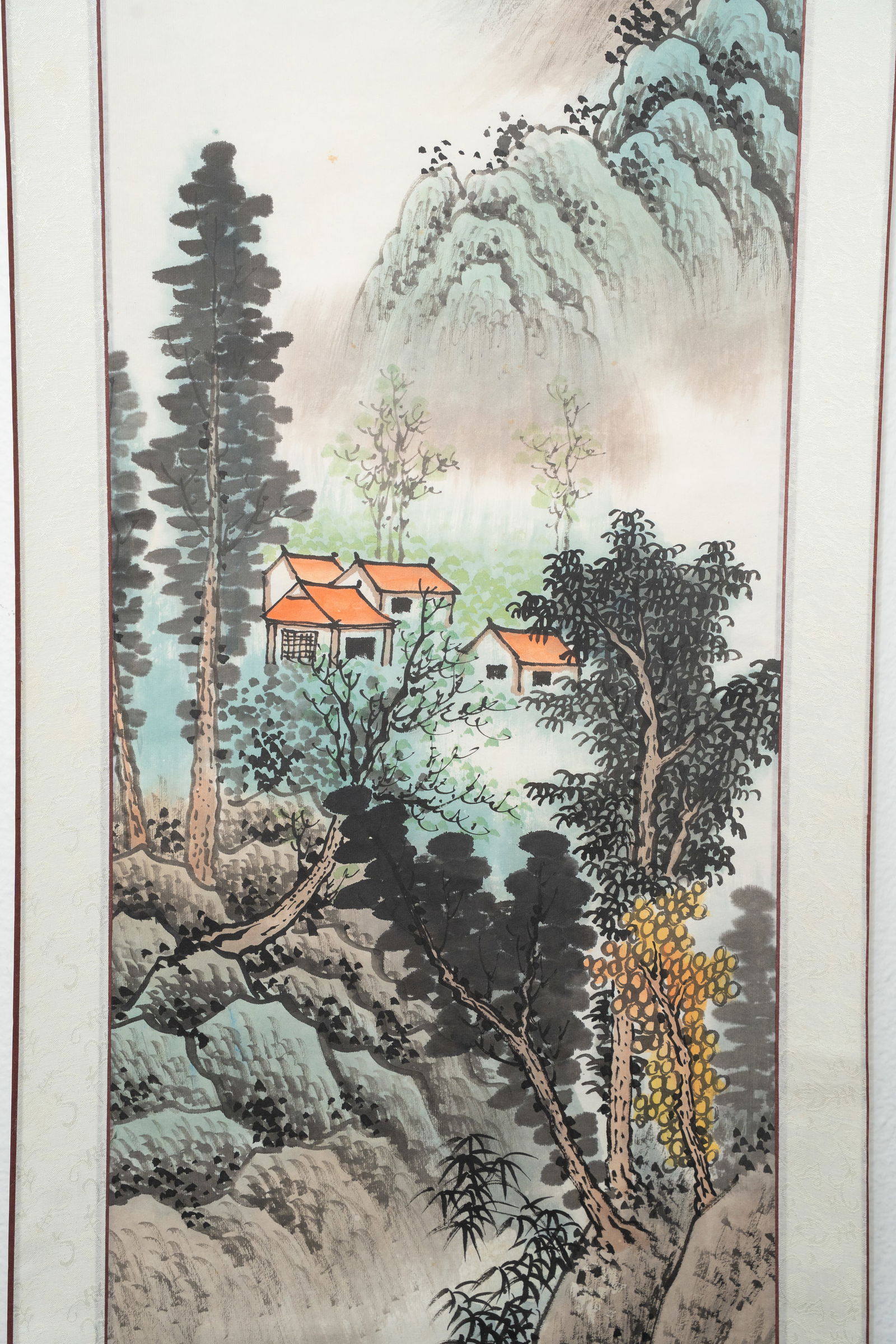 Chinese Hand-Painted Landscape Hanging Scroll with - 3