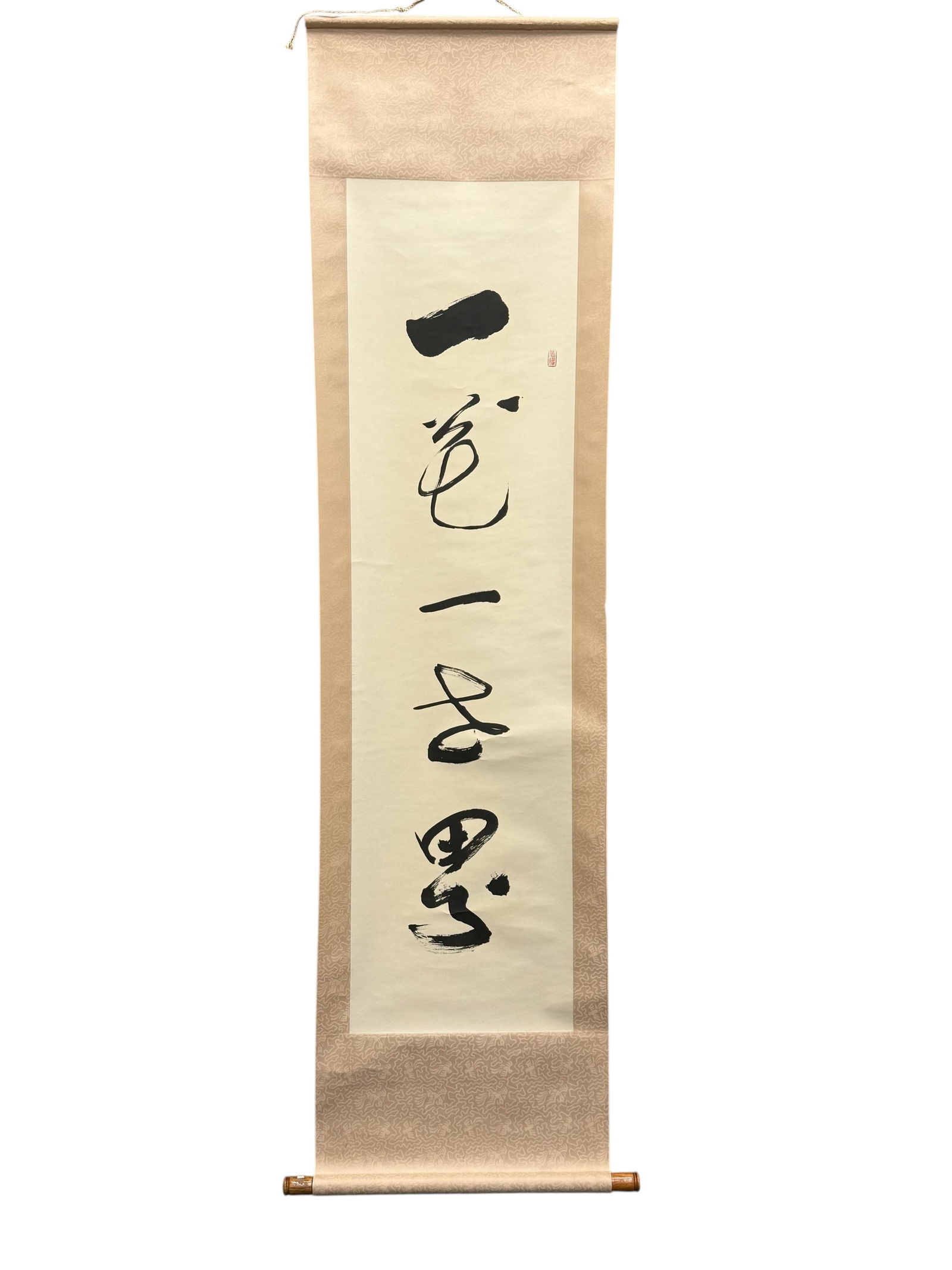 Chinese Calligraphy Hanging Scroll, “One Color Is: Chinese Calligraphy Hanging Scroll, “One Color IsChinese Calligraphy Hanging Scroll, “One Color Is Black” Inscription H: 65 inches W: 17 inches