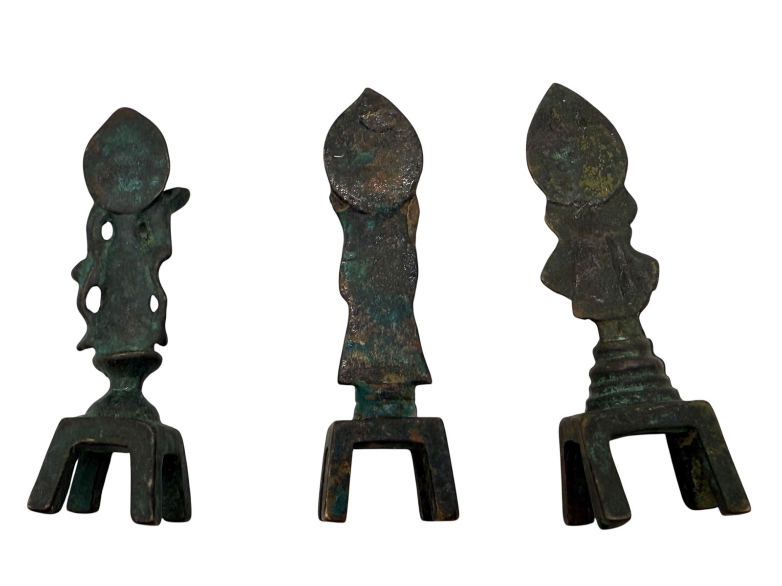 3Three Antique Style Bronze Buddhist Figures with - 4