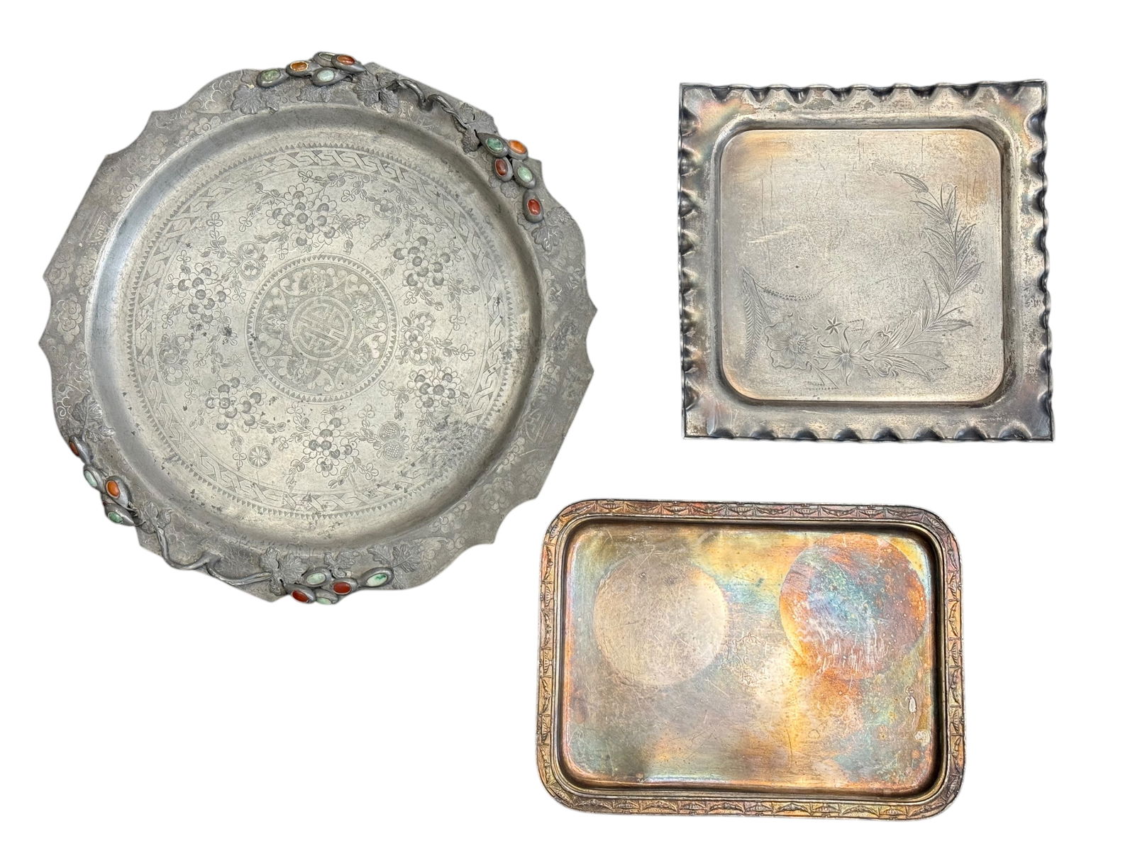 A Group of Three Metal Trays (1 of 7)