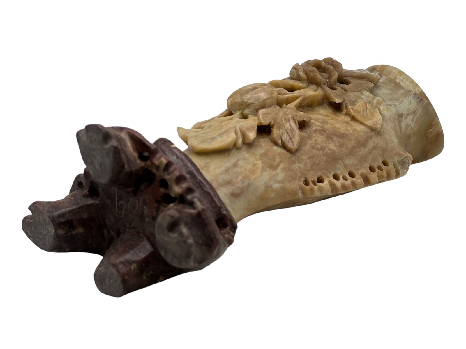 A Carved Soapstone Vase with Box - 6