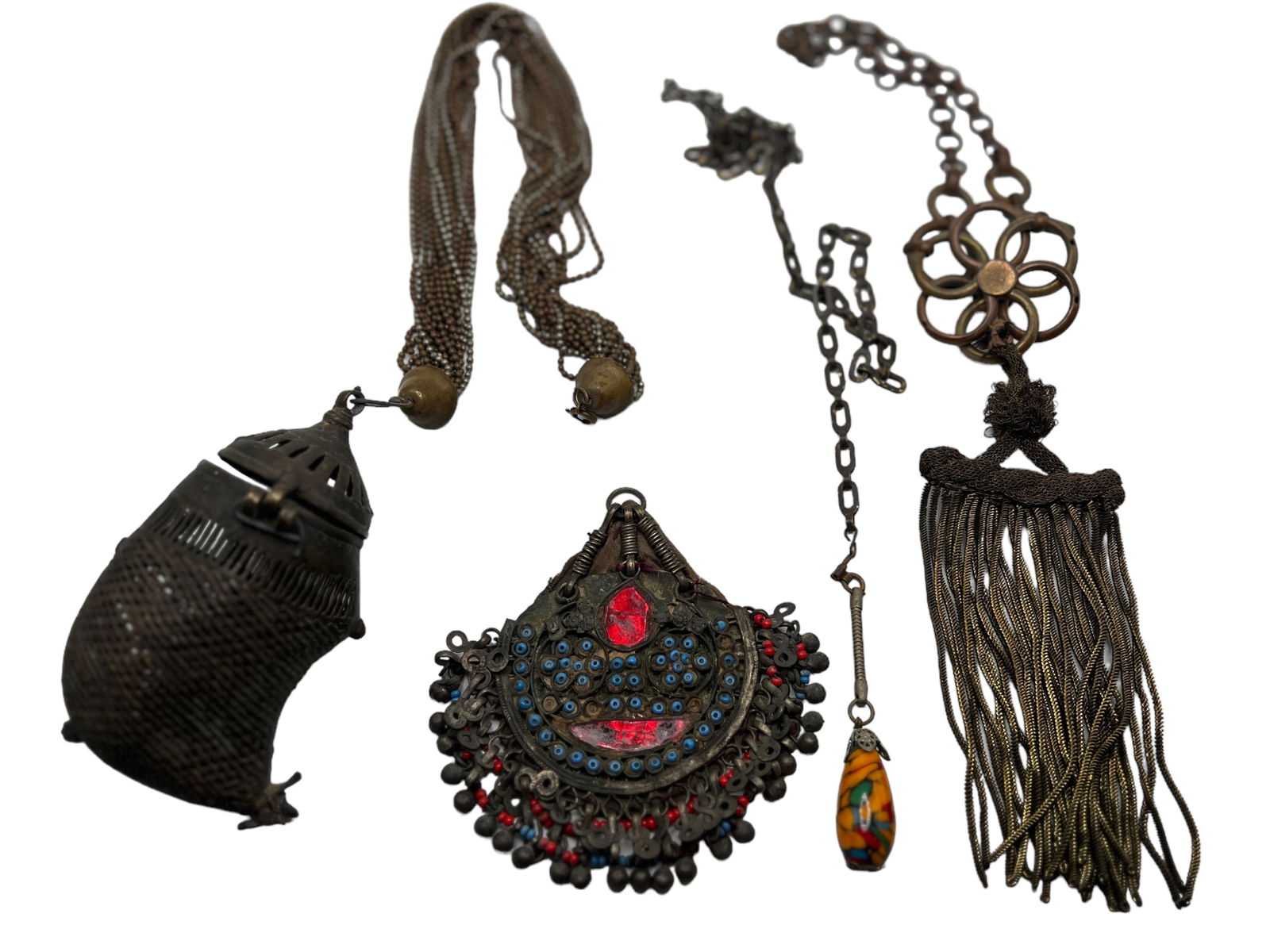 Group Ethnic jewelry Metal Pendant / Plaque: Group Ethnic jewelry Metal Pendant / PlaqueL : 4 1/2 in ( 11.43 cm ) W : 2 1/2 in ( 6.35 cm ) L : 21 1/2 in ( 54.61 cm )