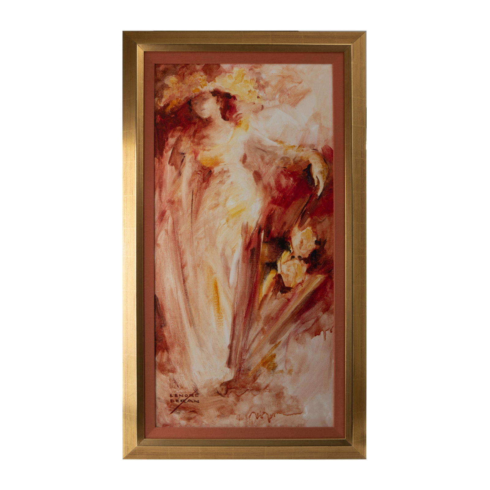 FRAMED OIL ON CANVAS LENORE BERAN: FRAMED OIL ON CANVAS LENORE BERANFramed oil on canvas by Lenor Beran. H:42in(106.6cm) W:24in(60.9cm)