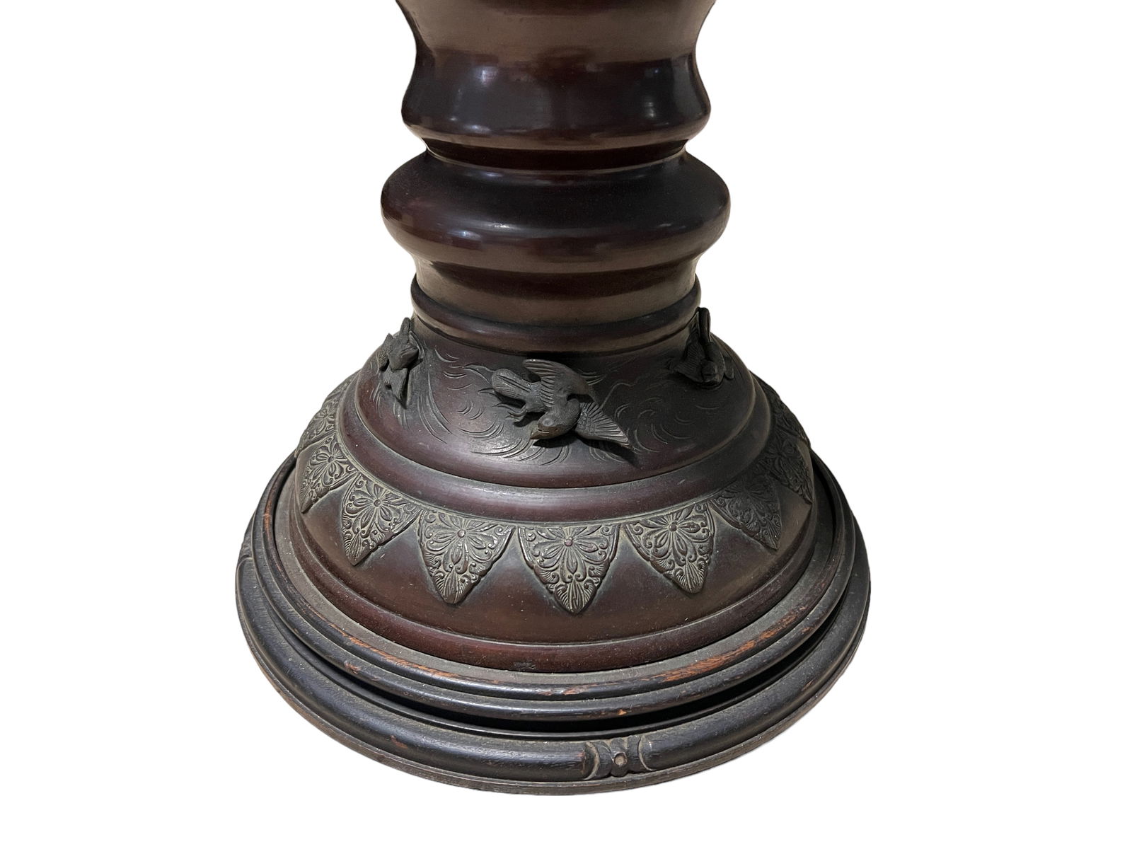 JAPANESE BRONZE LAMP ROOSTER - 2