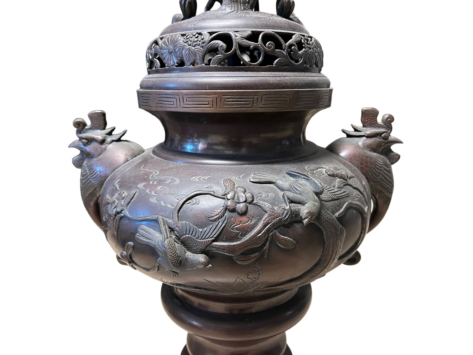 JAPANESE BRONZE LAMP ROOSTER - 3