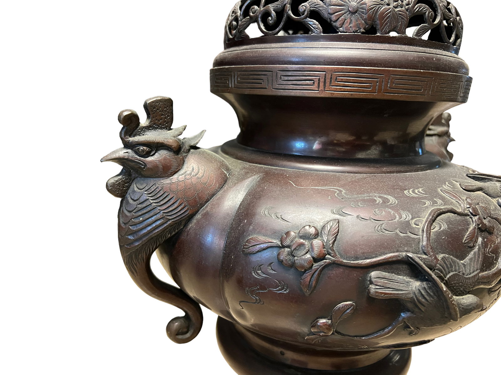 JAPANESE BRONZE LAMP ROOSTER - 4