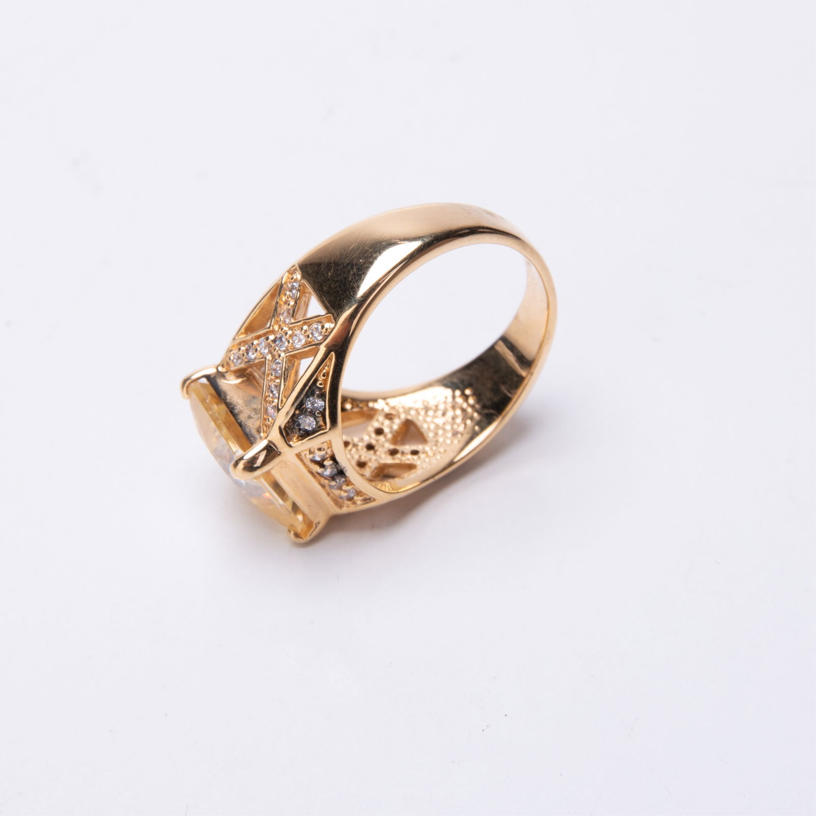 SILVER AND SUARE STONE RING - 4