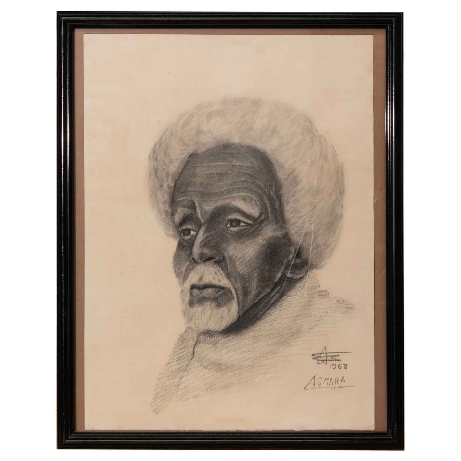 Pencil drawing of a Native American, Asmara, 1968 (1 of 10)