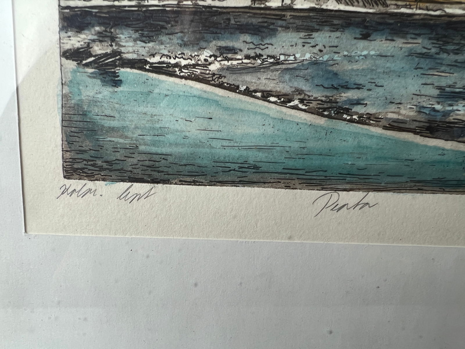 Prague Etching Hand Colored Signed Painting - 3