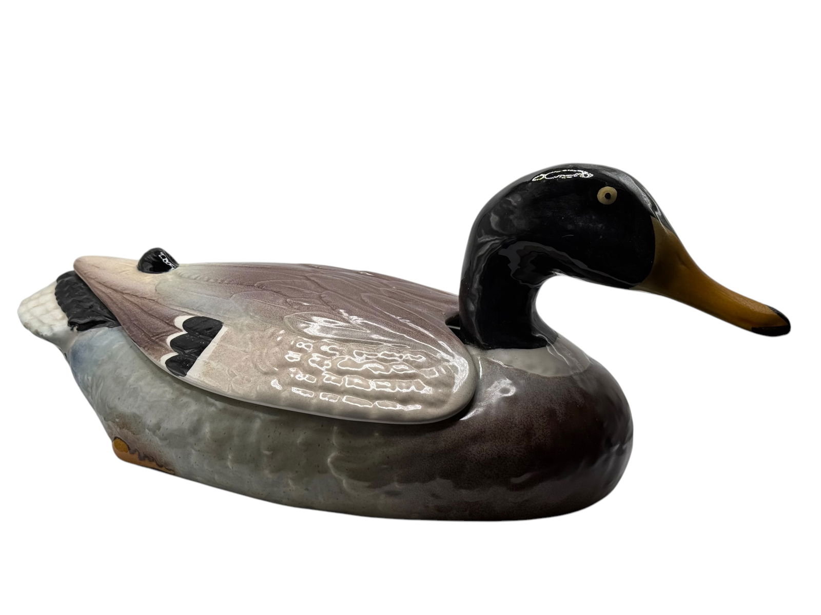 A Porcelain Duck Container with Lid - 4