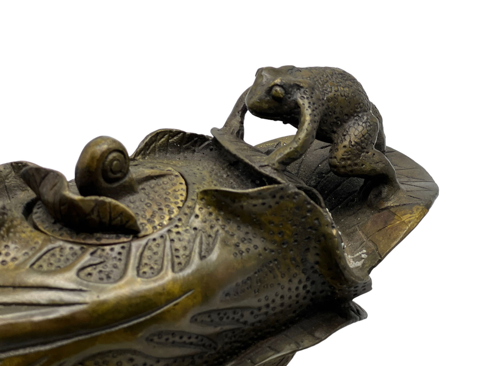 Chinese Bronze Copper Frog Tea Pot - 9