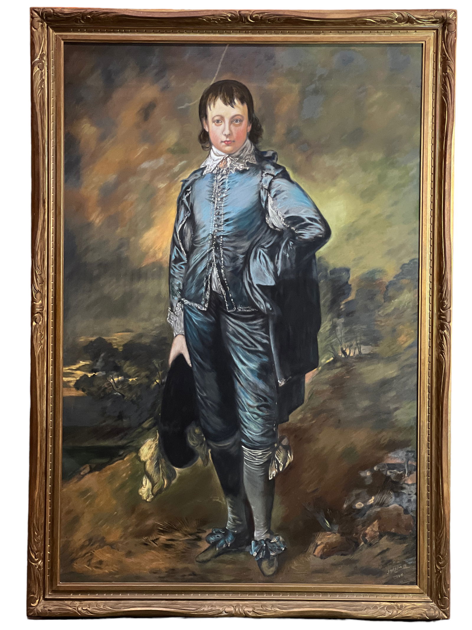 Large Framed "The Blue Boy": Large Framed "The Blue Boy"H : 53 1/4 in ( 135.26 cm ) W ; 37 1/4 in ( 94.62 cm )