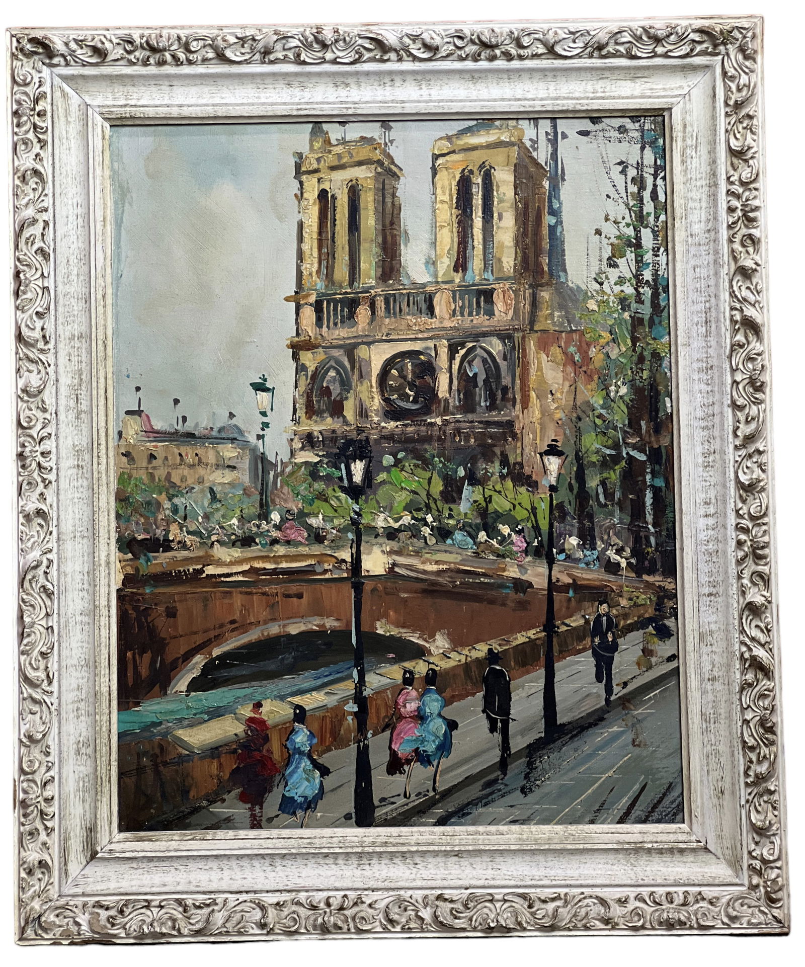 Oil Painting French Notre Dame de Paris: Oil Painting French Notre Dame de ParisH : 24 3/4 in ( 62.87 cm ) W : 20 3/4 in ( 52.71 cm )