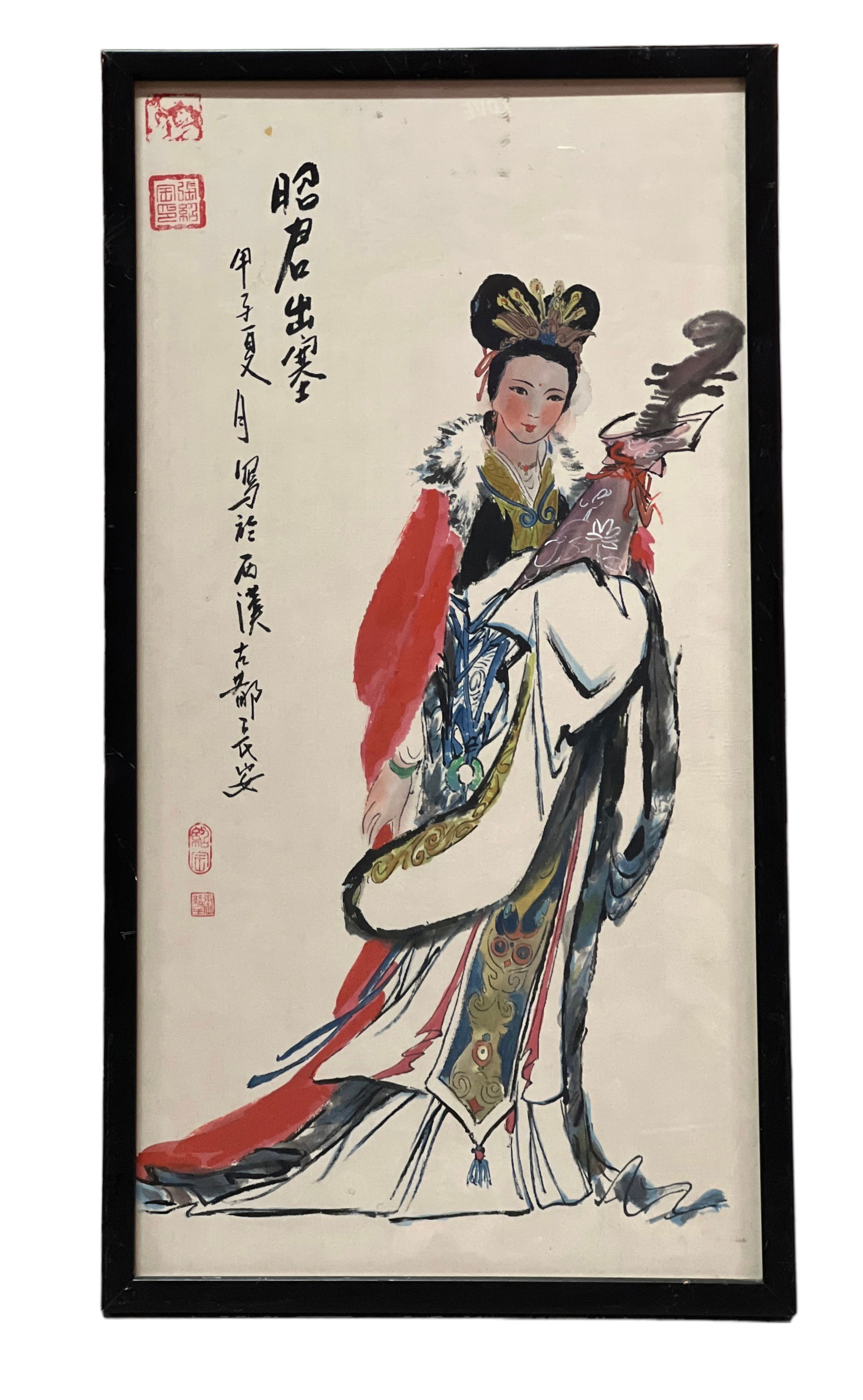 Framed Chinese Water Color on Paper (1 of 4)