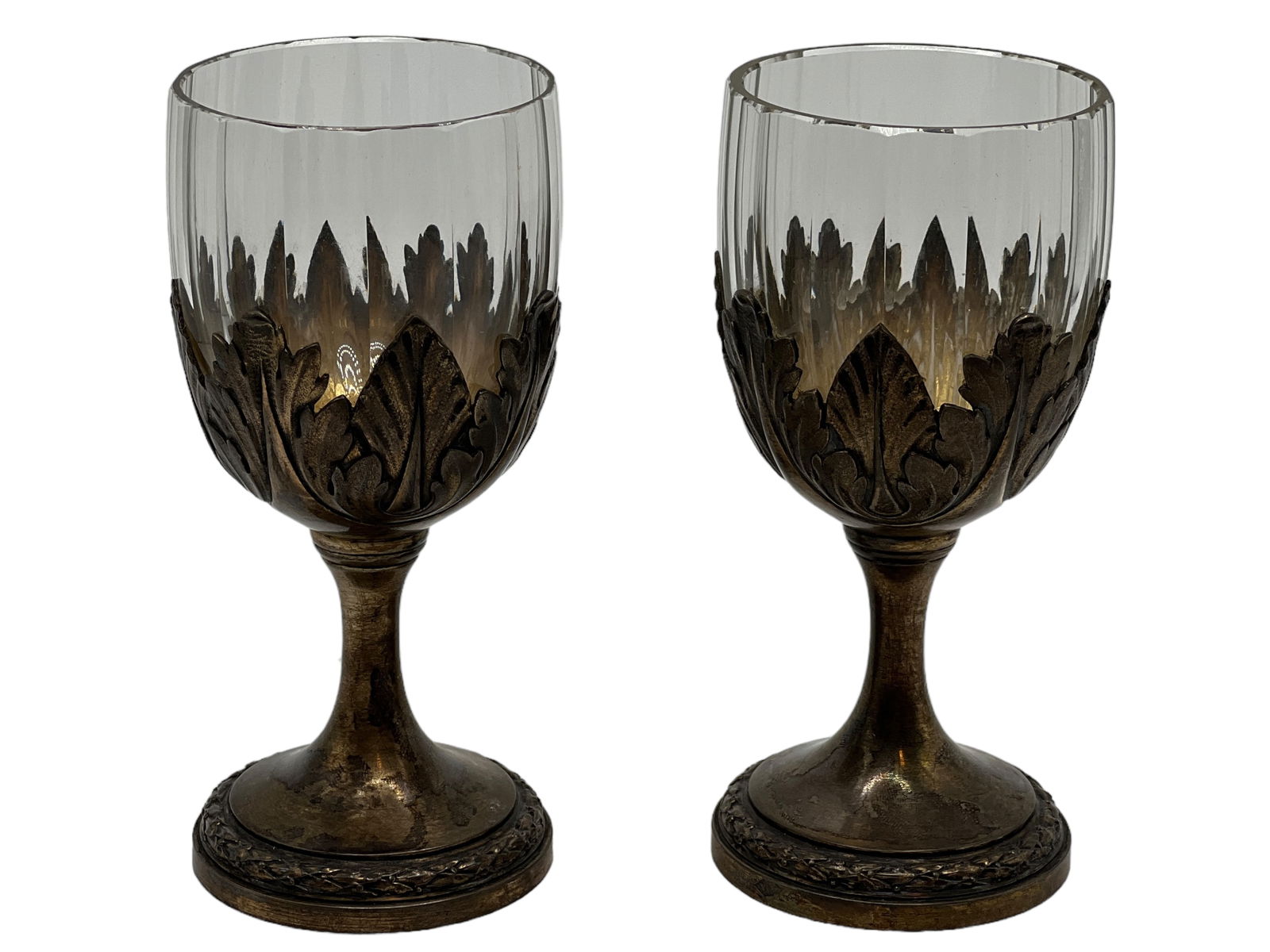 Four Glass Goblet Mounted - 3