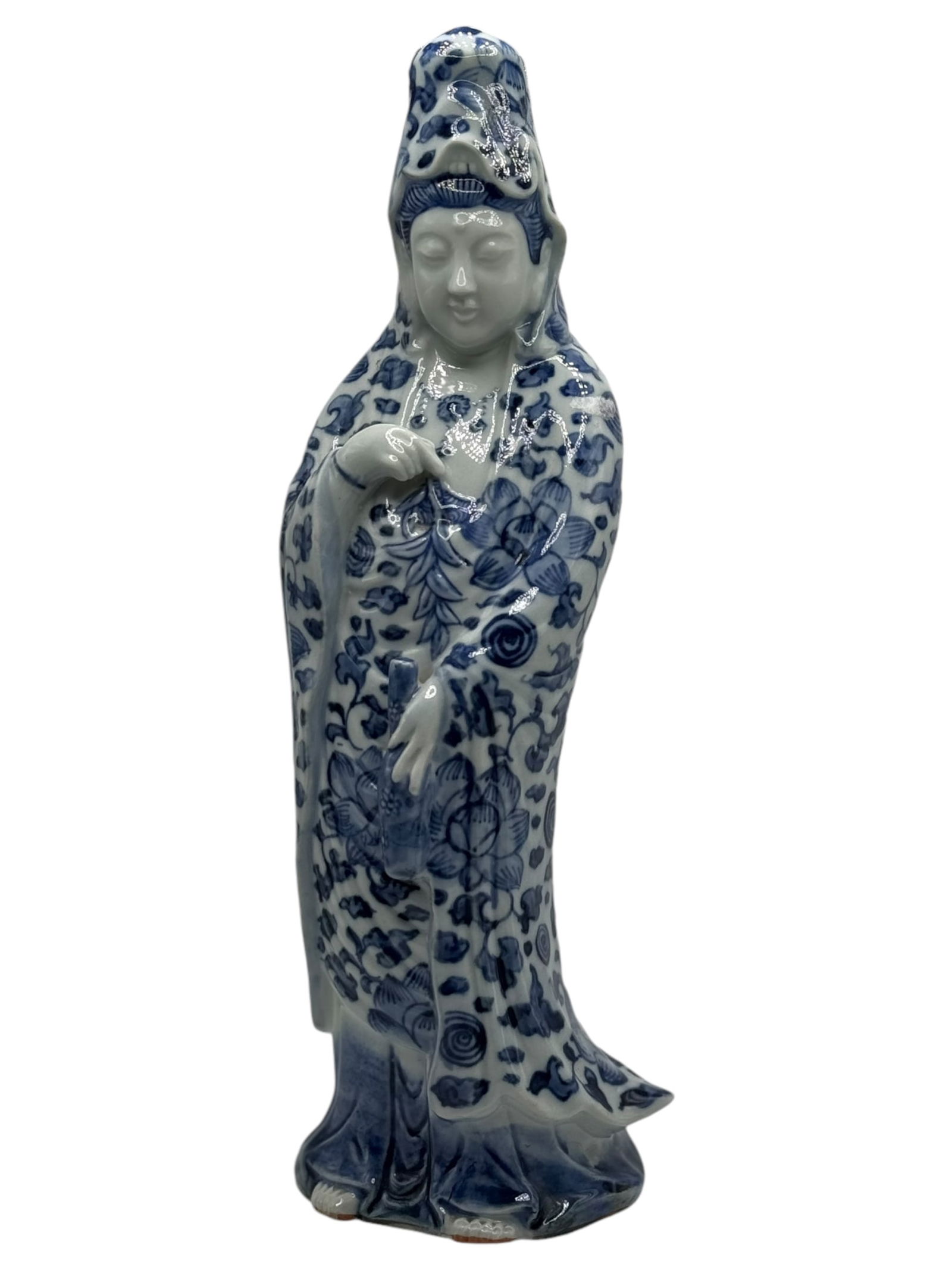 A Chinese Blue and White Figure of GUANYIN: A Chinese Blue and White Figure of GUANYINH : 12 in ( 30.48 cm ) W : 3 1/2 in ( 8.89 cm )