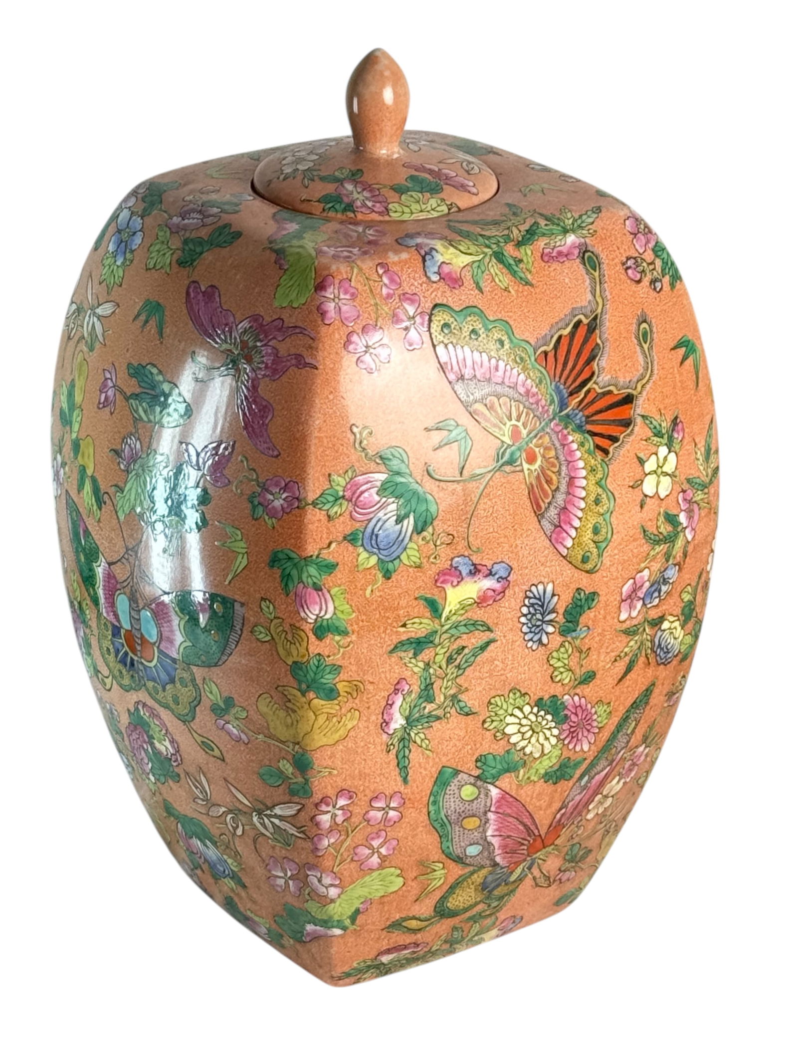 Orange Butterfly Jar with Lid - 2