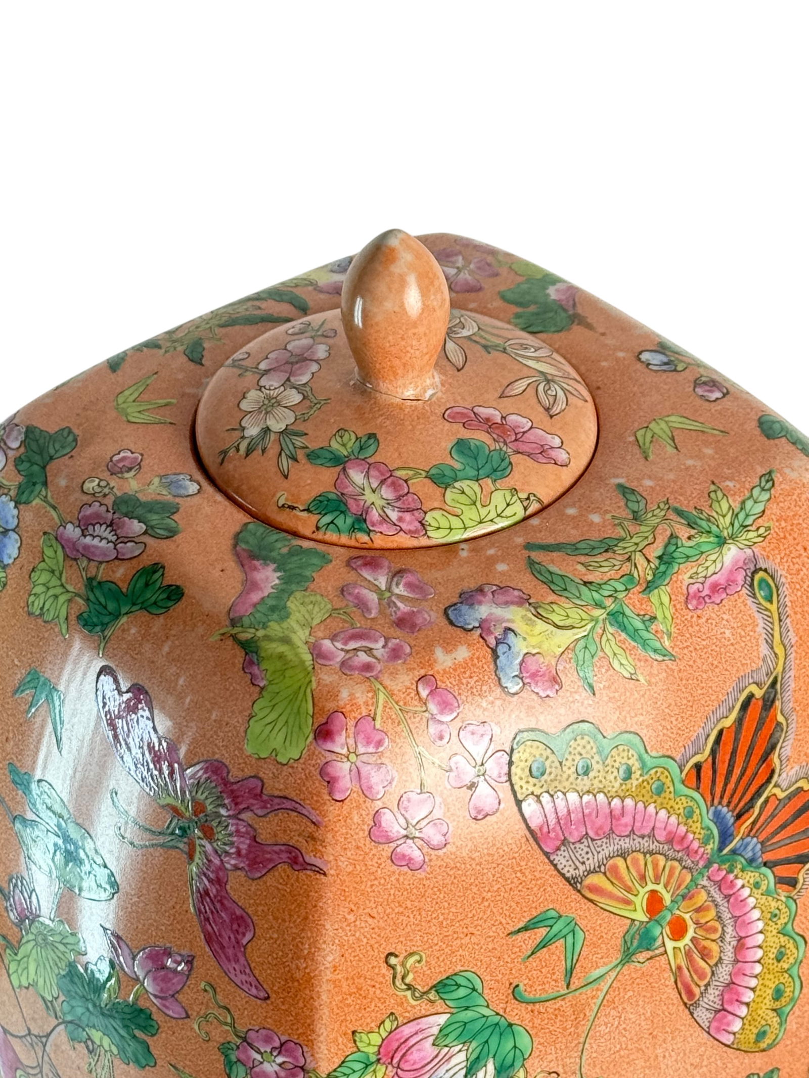 Orange Butterfly Jar with Lid - 3