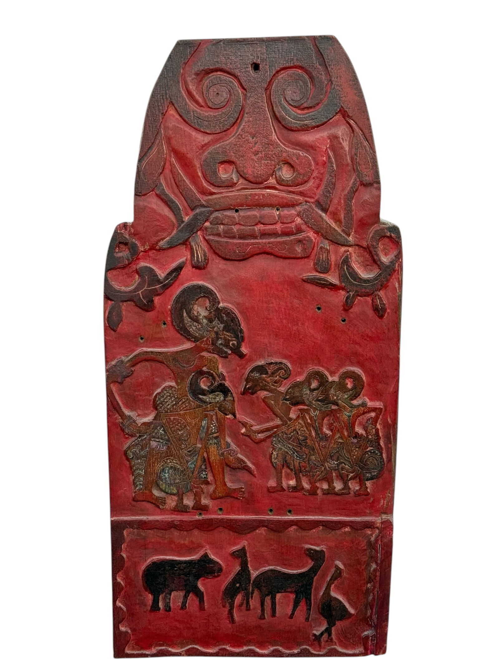 Framed Indonesian Hand-Carved &Painted Wood Puppet (1 of 6)