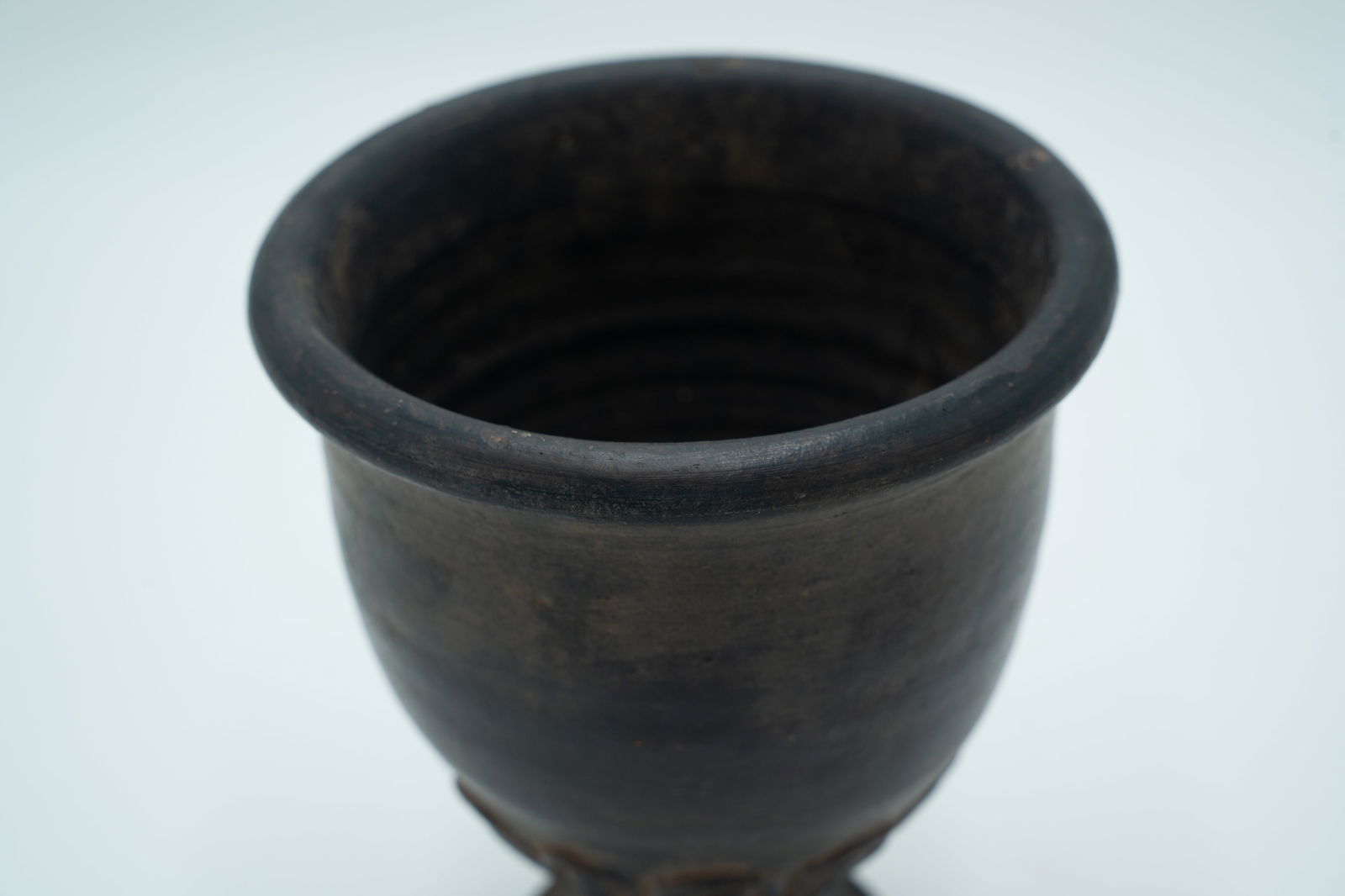 Black Terracotta Goblet with Fluted Design - 10