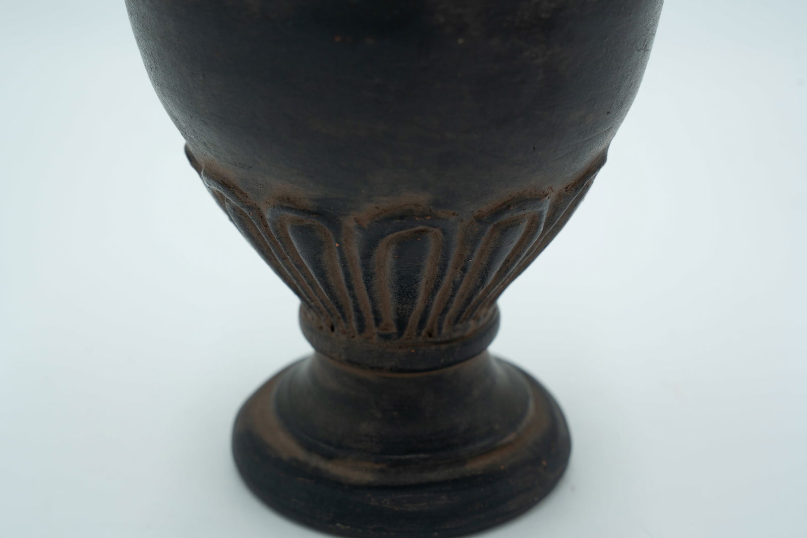 Black Terracotta Goblet with Fluted Design - 11