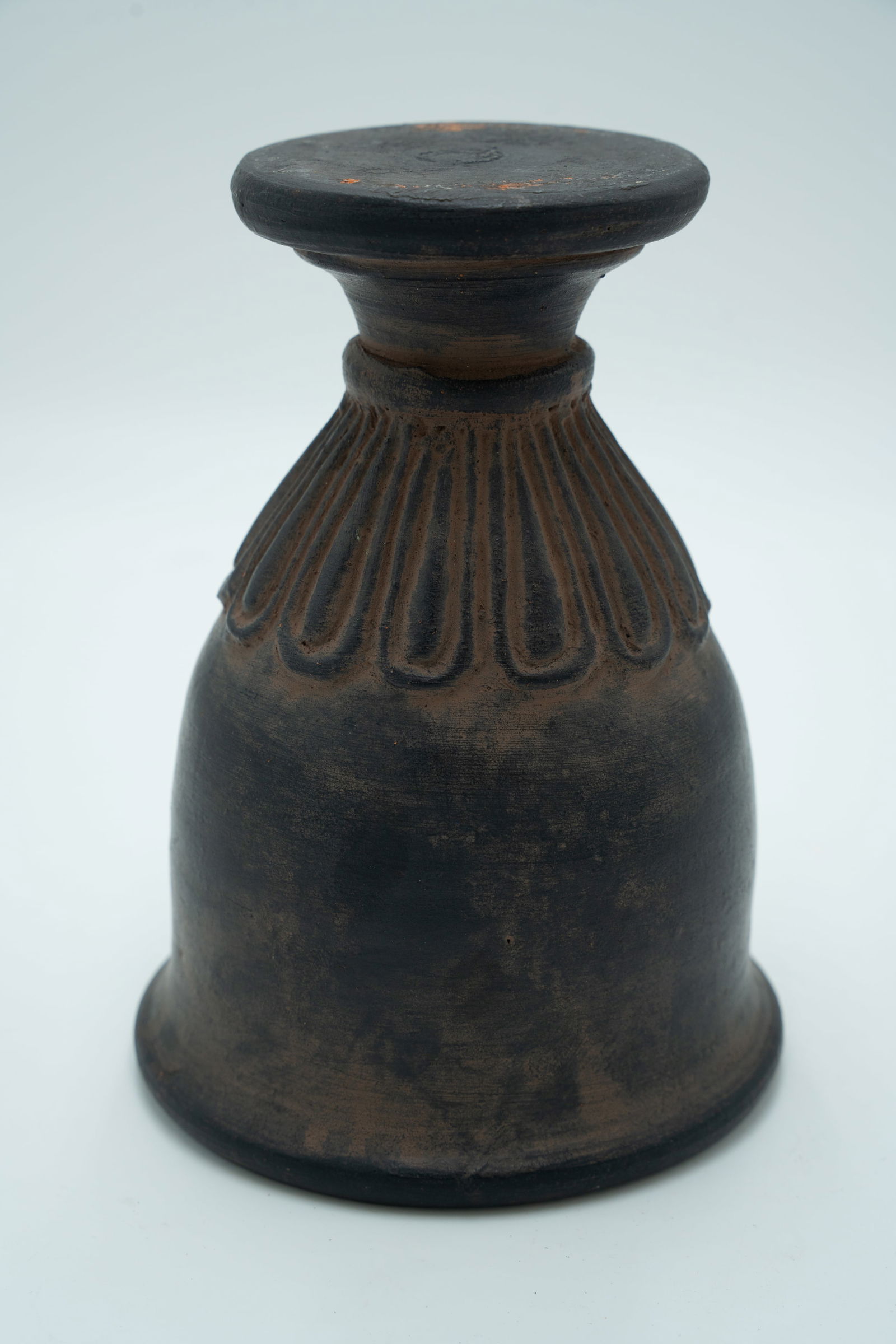 Black Terracotta Goblet with Fluted Design - 3