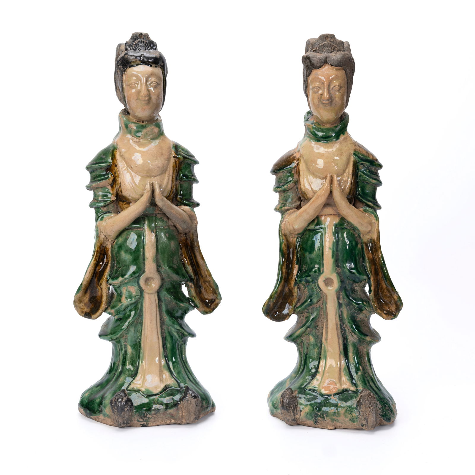 Pair of Chinese Celadon-Glazed Ceramic Figures (1 of 7)