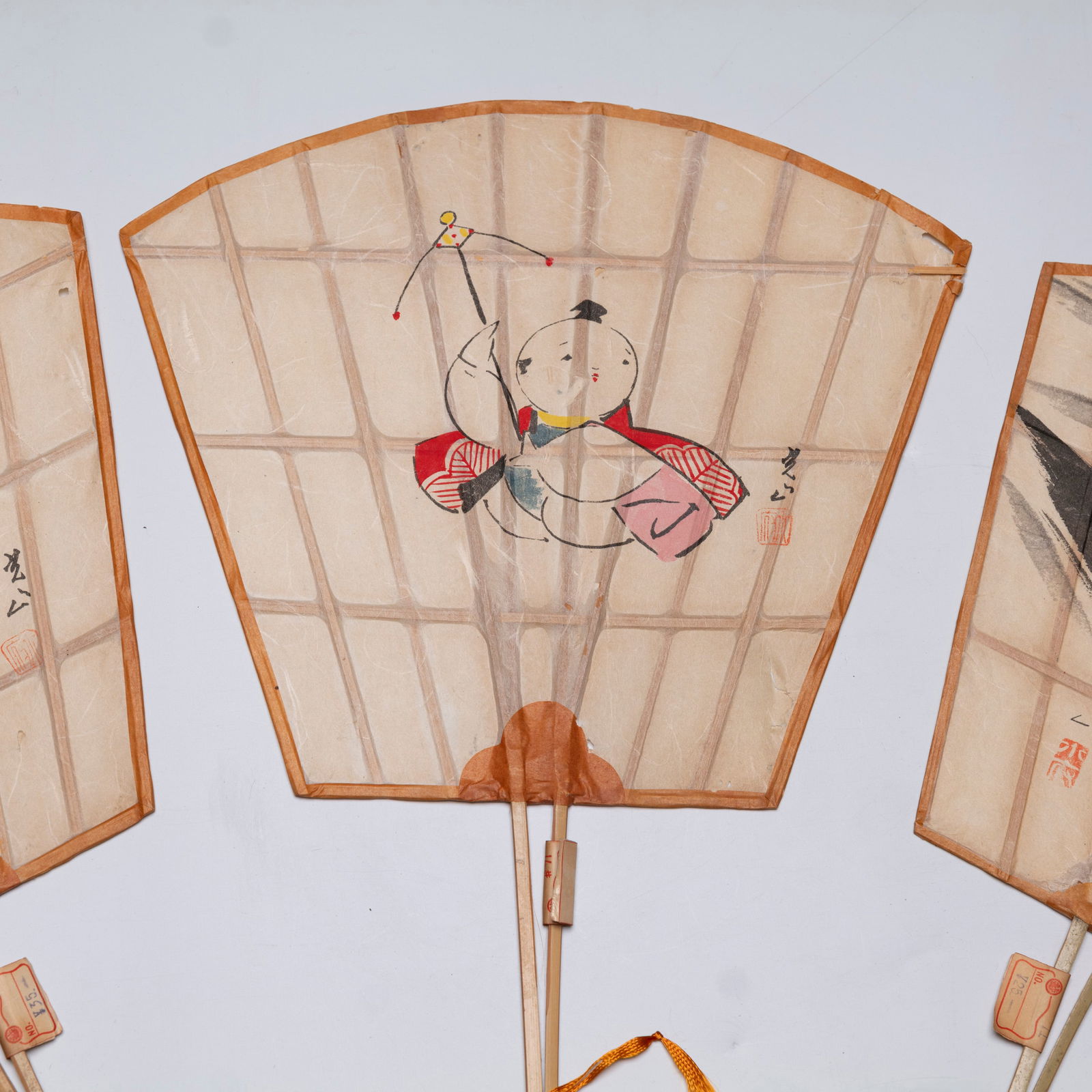 Three Chinese bamboo fans - 4