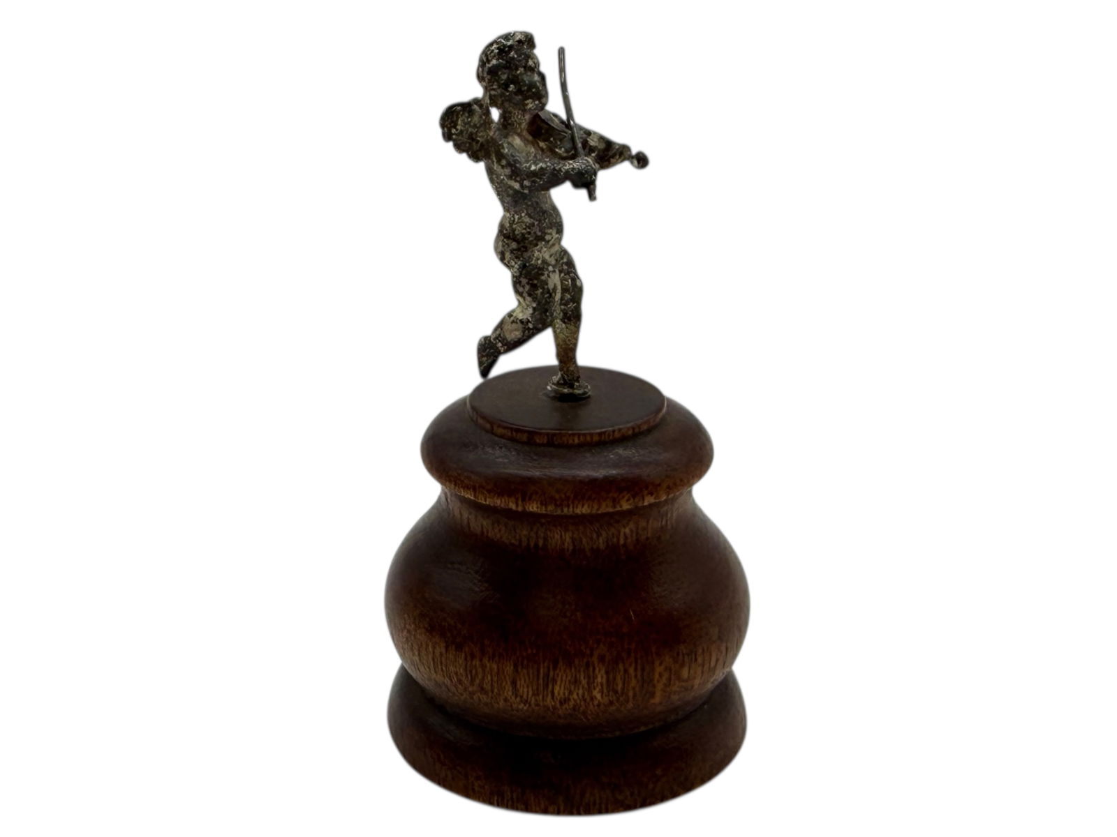 A Bronze Figure of a Violinist on a Wooden Base: A Bronze Figure of a Violinist on a Wooden BaseA European Bronze Figure of a Violinist on a Wooden Base H: 2 1/2 inches (Included base) W: 1 1/4 inches