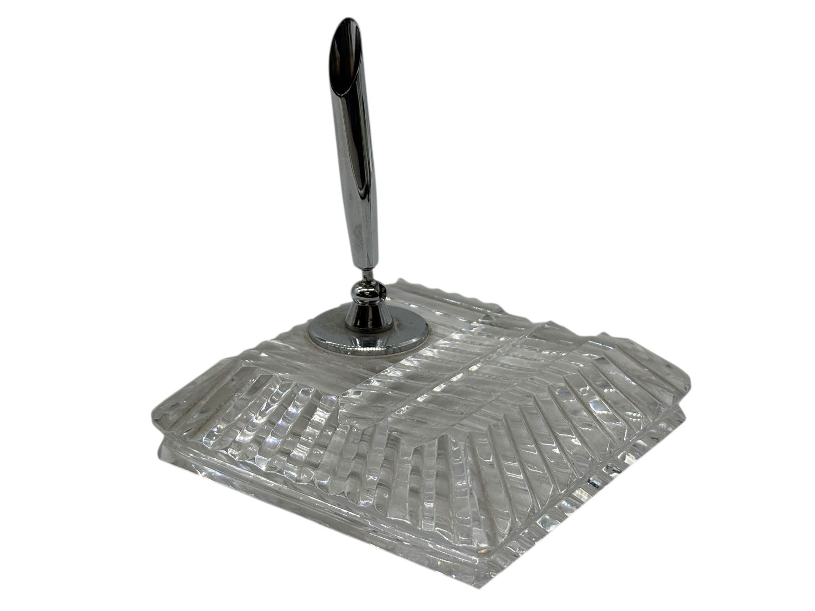 Waterford Cut Crystal Desk Pen Holder Square: Waterford Cut Crystal Desk Pen Holder SquareWaterford Cut Crystal Desk Pen Holder Square H: 9 3/4 inches W: 8 inches