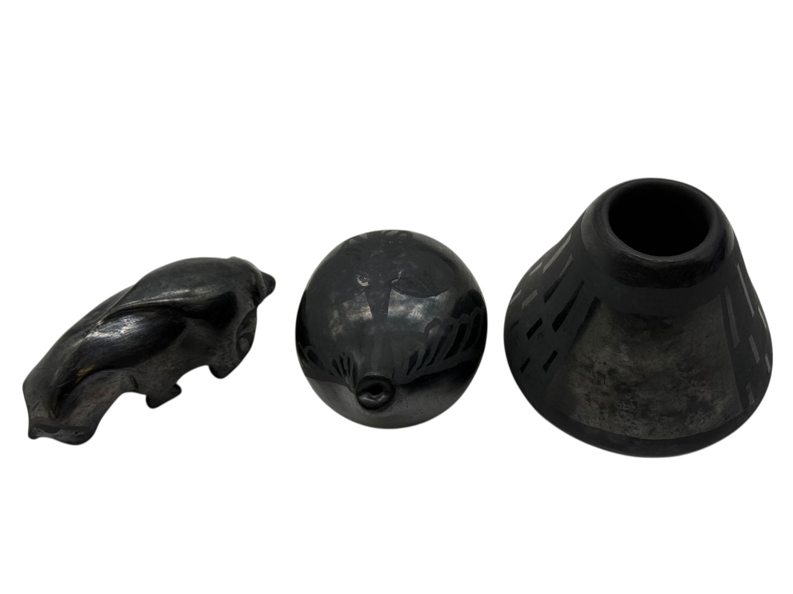 Three Blackware Pottery Jar, Carvings - 11