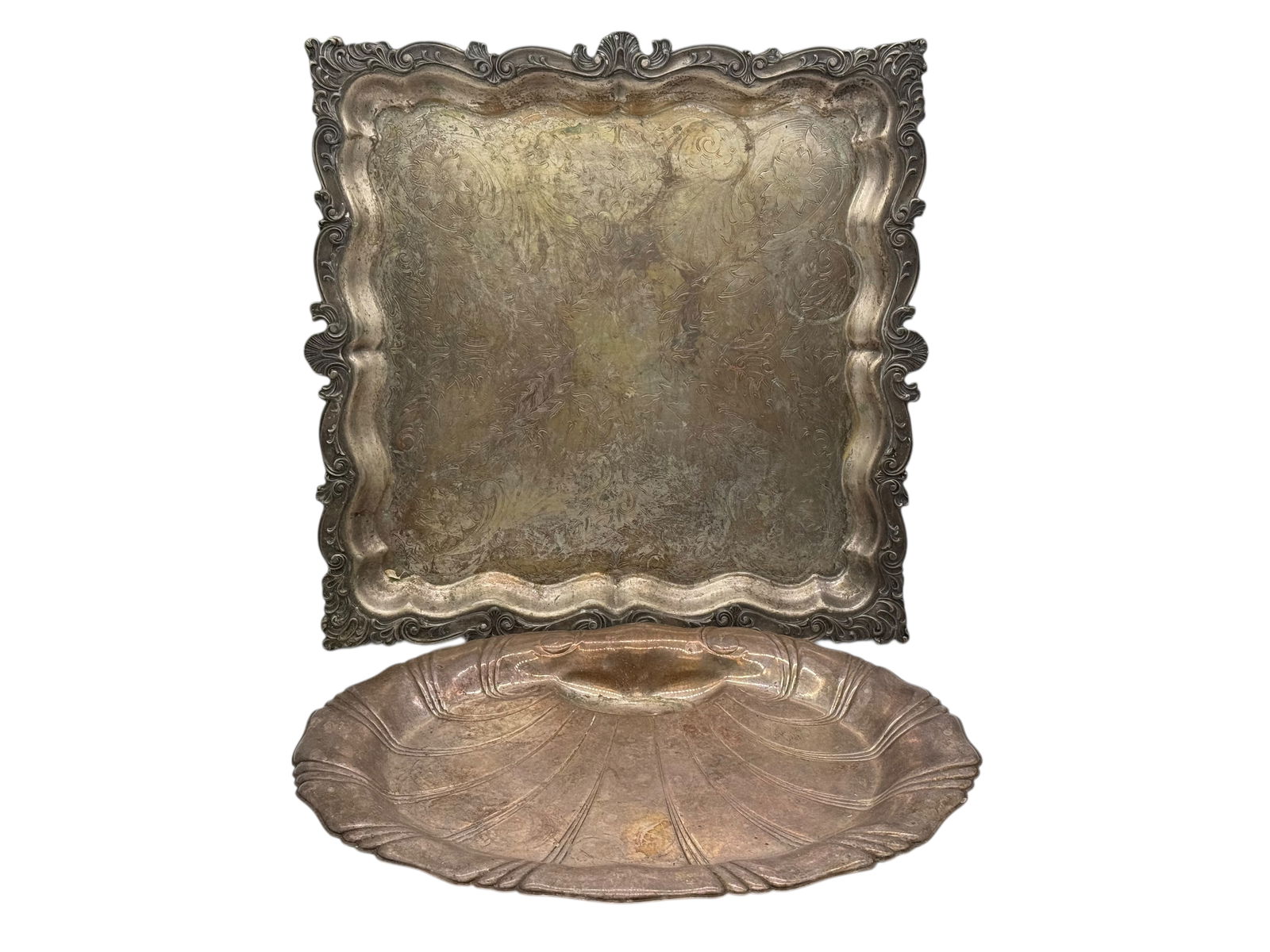 A Pair of Silver Plated Trays Sherwood & Sons: A Pair of Silver Plated Trays Sherwood & SonsW: 18 1/2 inches