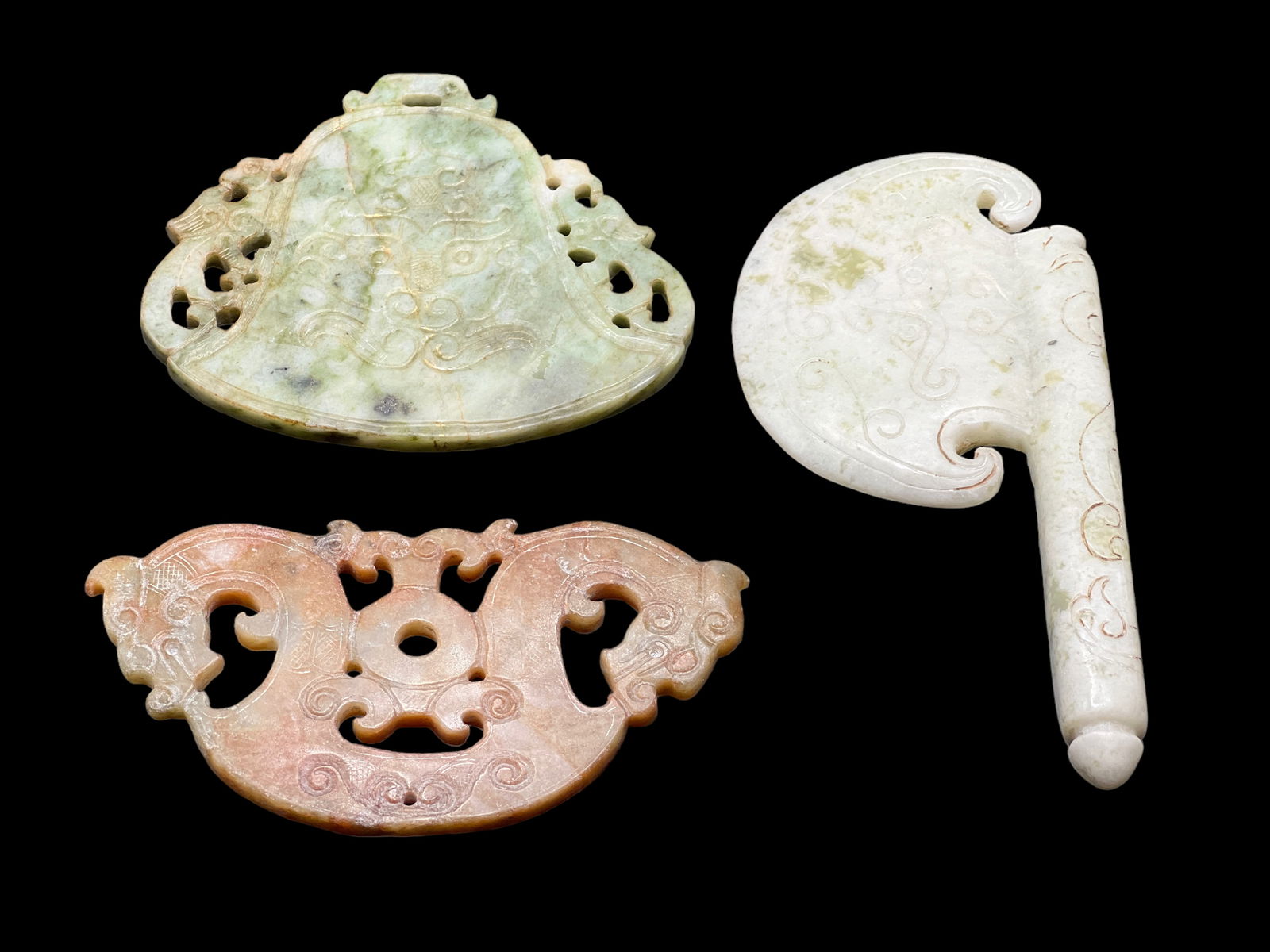 3 Chinese Jade / Hard Stone Carvings Plaques (1 of 9)