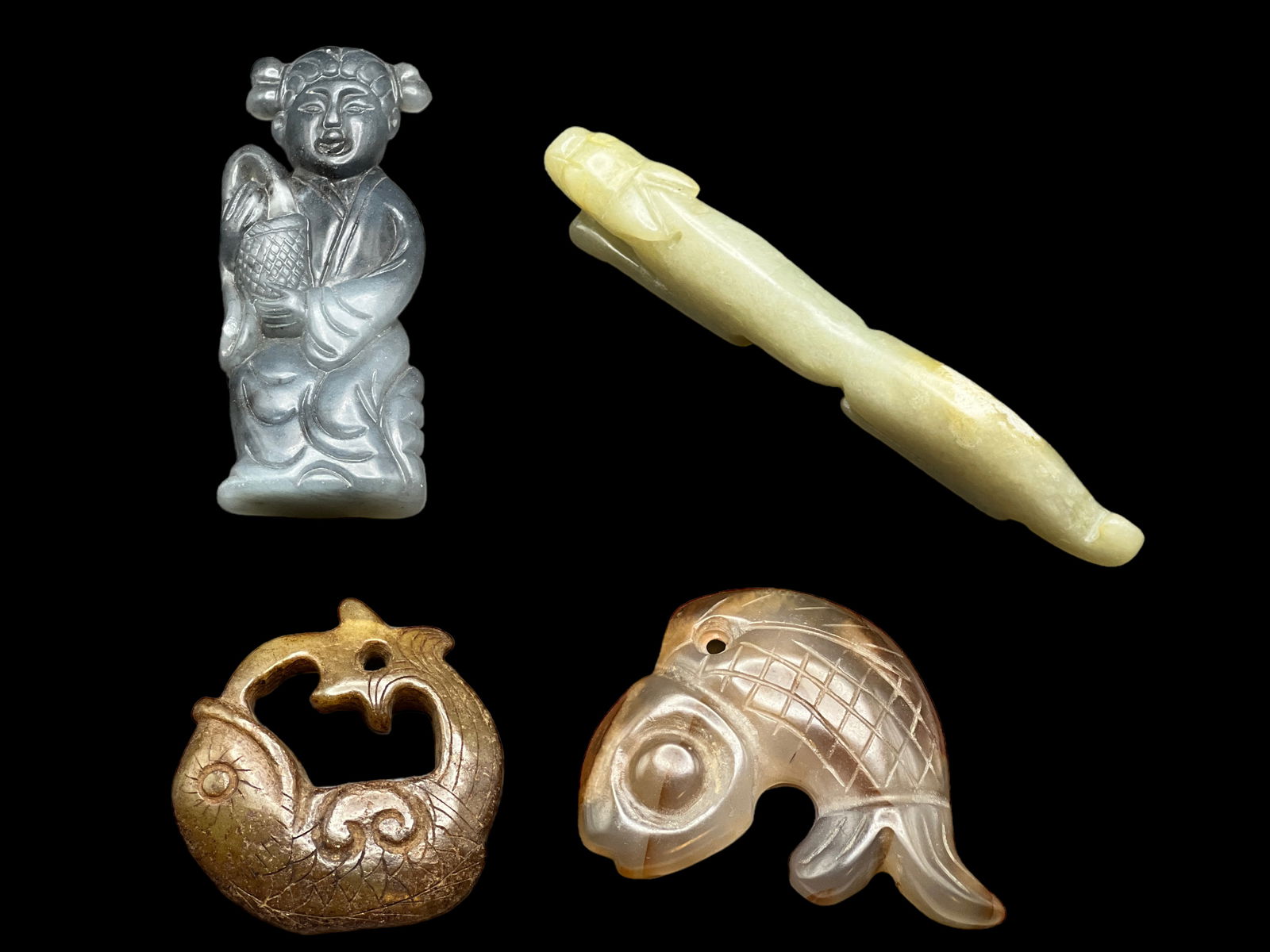 Group of 4 Jade/ Hard Stone Carvings (1 of 9)