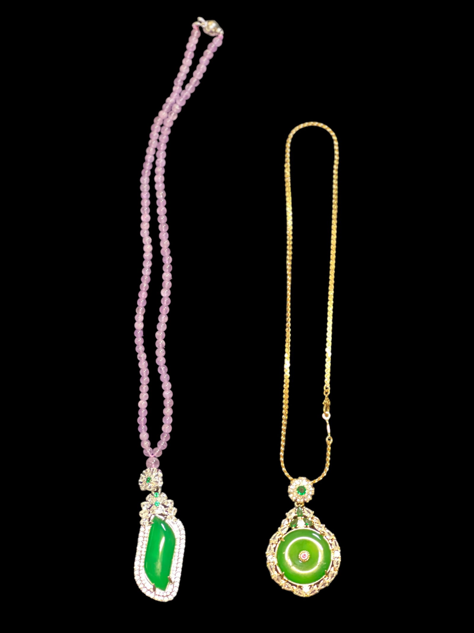 Two Green Stone / Jade Pendant - 2