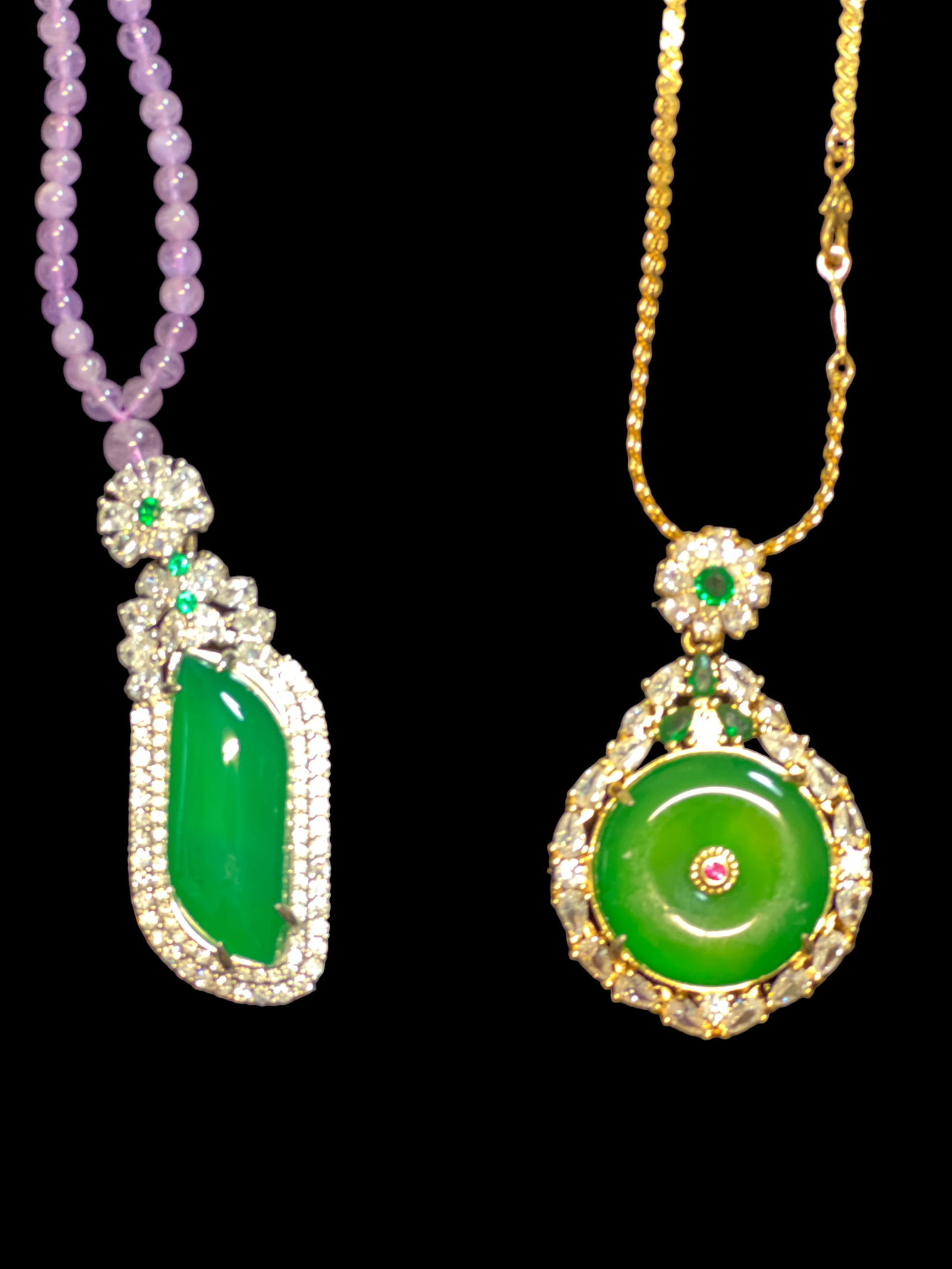 Two Green Stone / Jade Pendant - 4