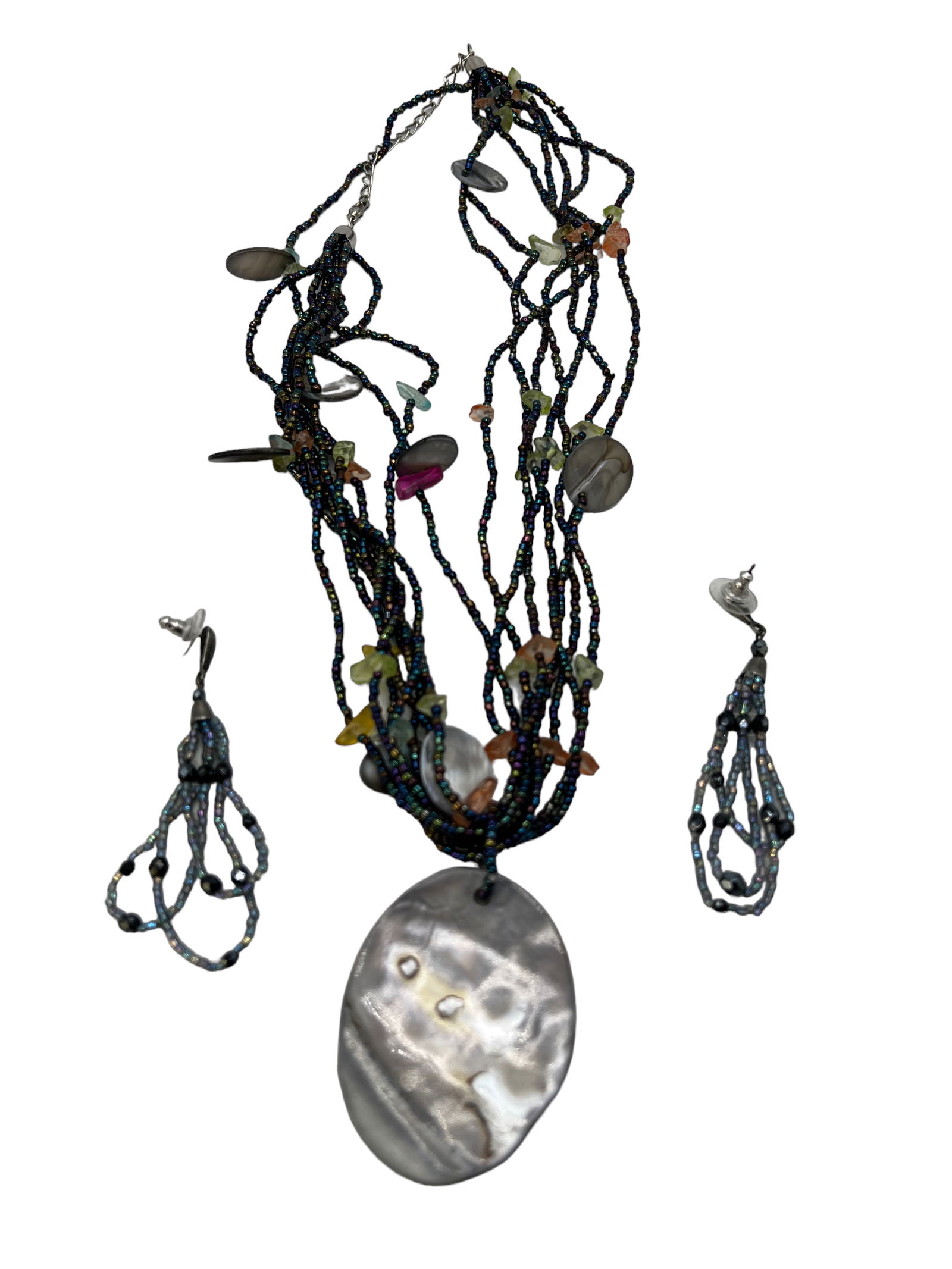 Beaded Necklace with Earrings - 3