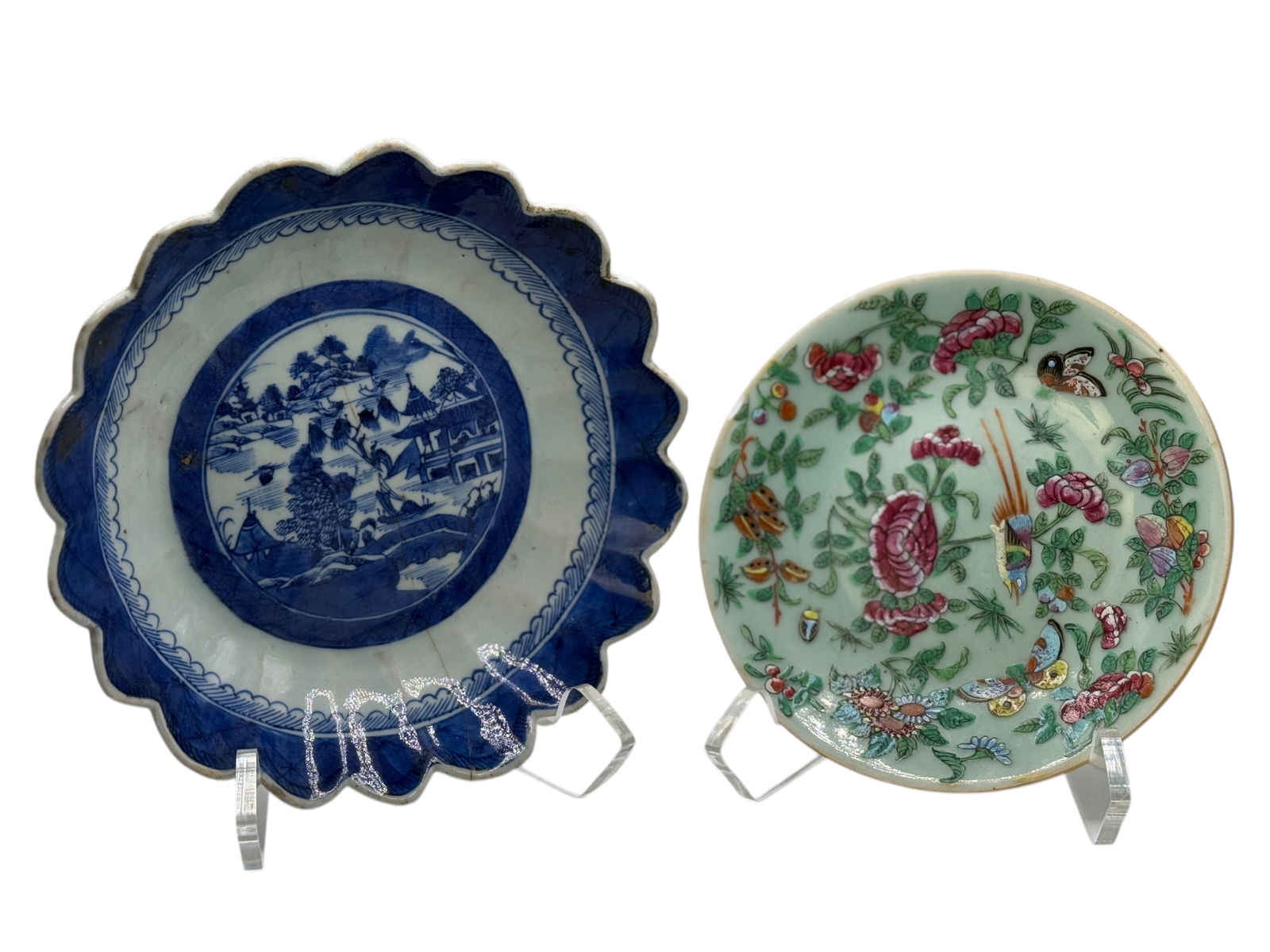 Chinese Blue and White Plate & Celadon Plate (1 of 7)