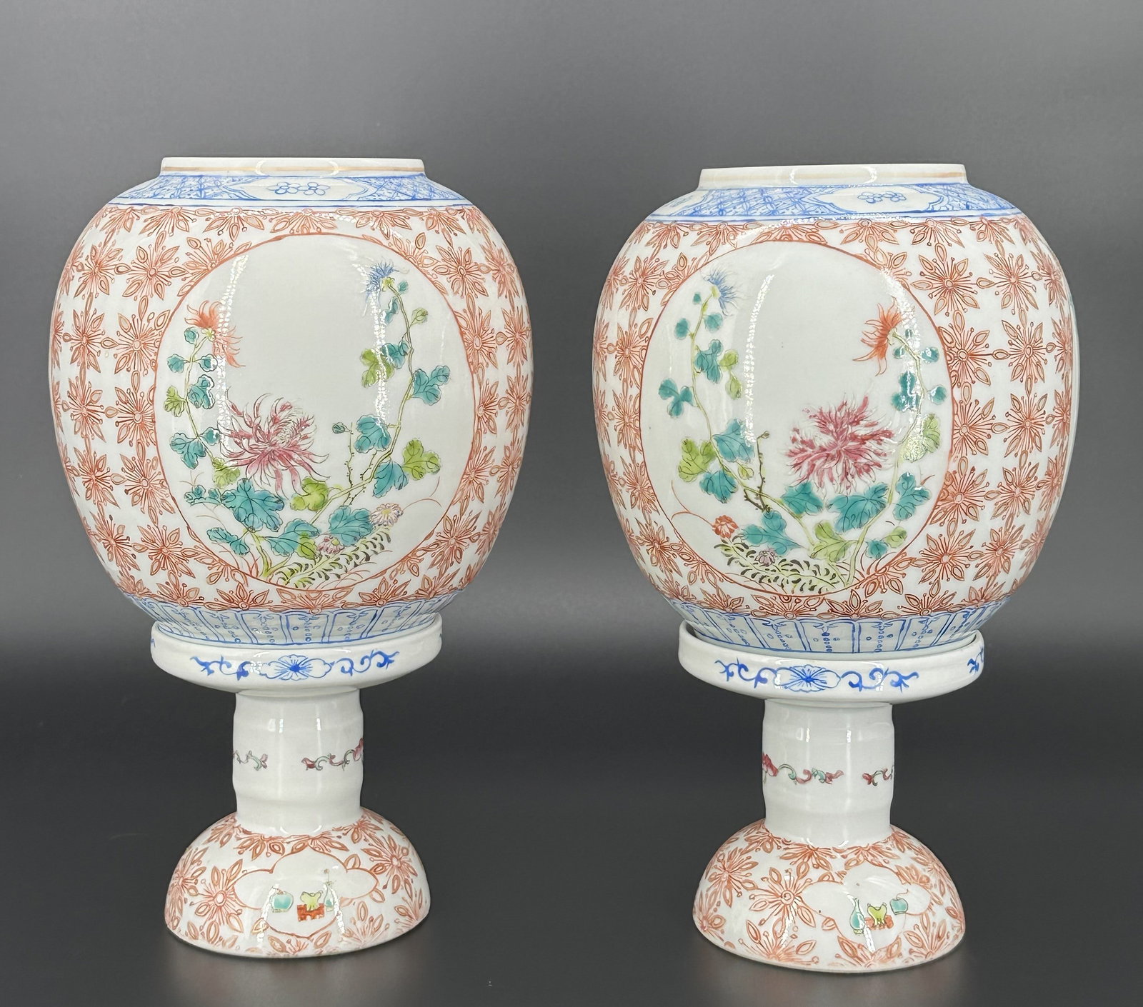 A Pair of Chinese Famille Rose Porcelain Lanterns (1 of 6)