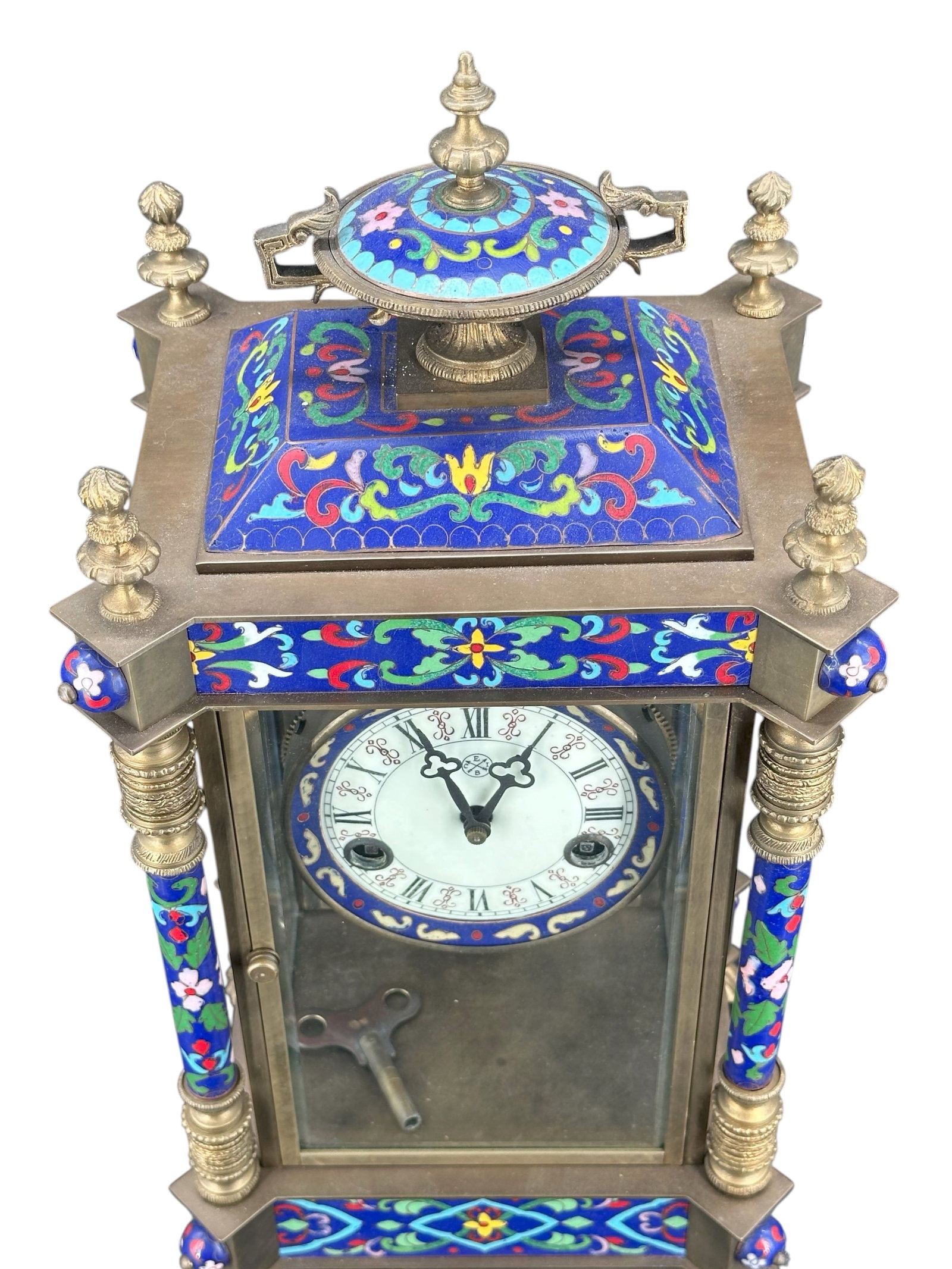 A Champlevé Enamel Mantel Clock - 2