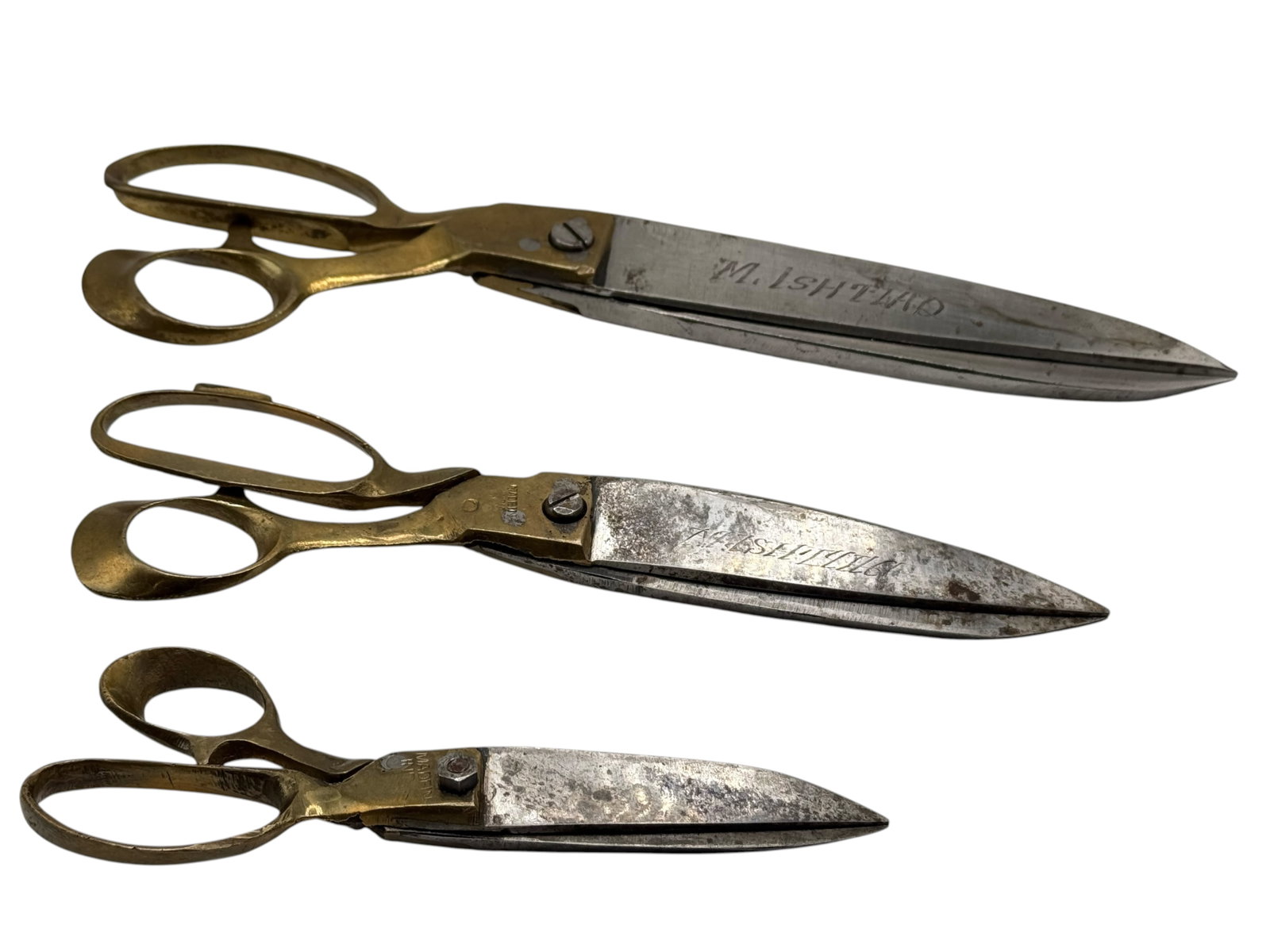 A Group of Three Tailor’s Shears Made in India: L: 12 inches
