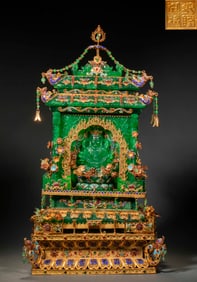 Qing Dynasty silk jade Buddha niche
