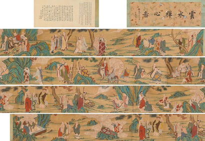 Jin Tingbiao drawing arhat long scroll
