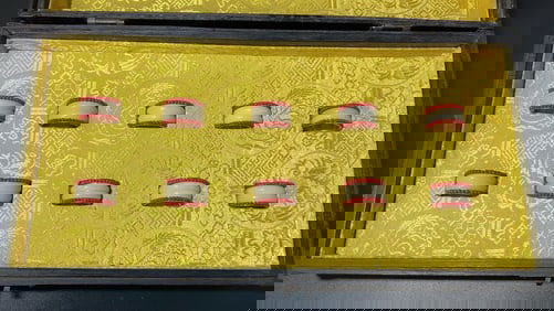 Qing gilt inlaid gemstone and white jade finger