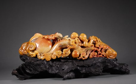 Shou Shan stone Qiao carved dragon tiger Ganoderma lucidum Xiantao Ruyi