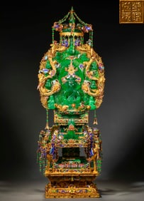 Qing Dynasty silk jade Sakyamuni shrine